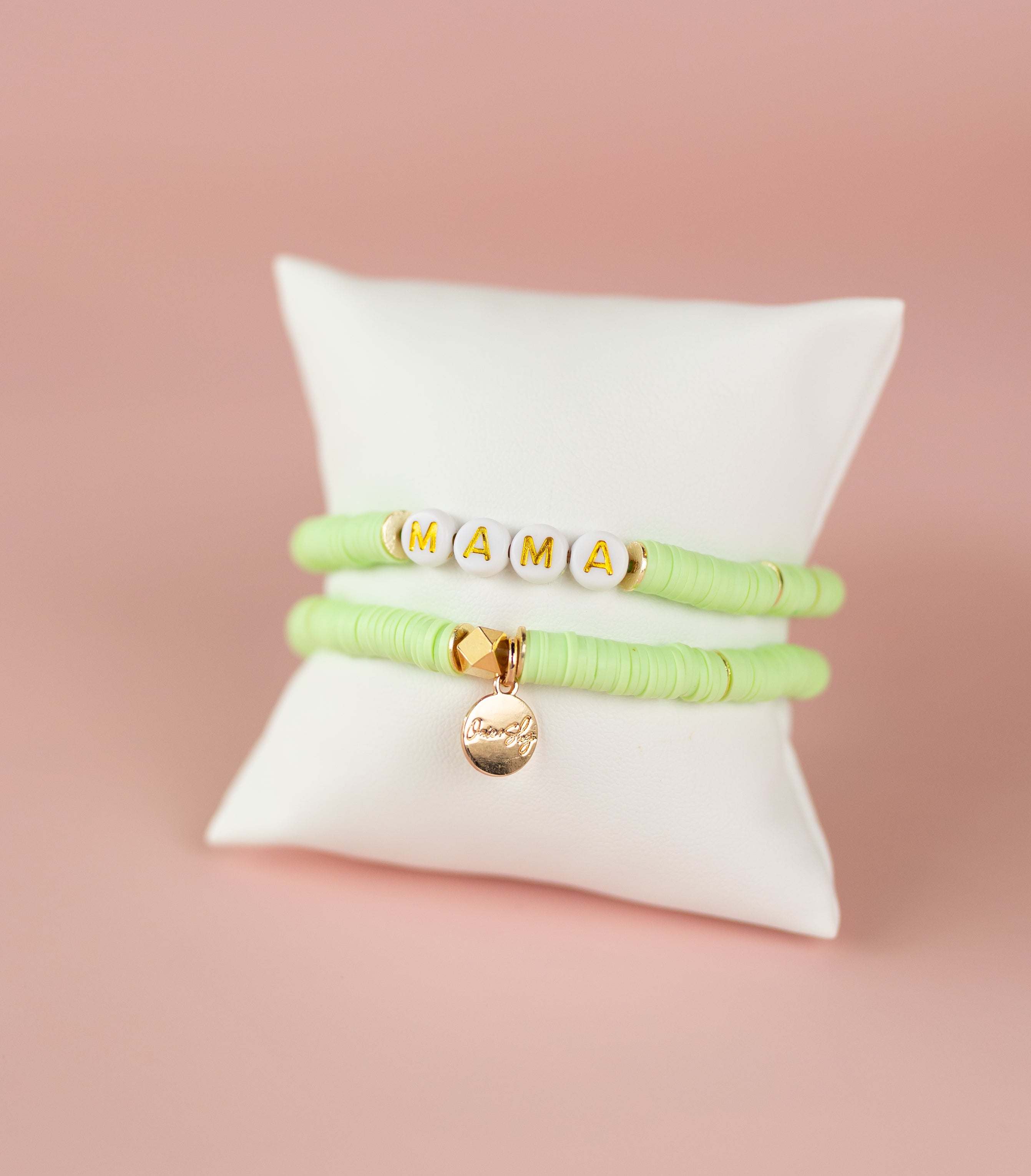 Pale Lime Heishi Bracelet (Customizable)