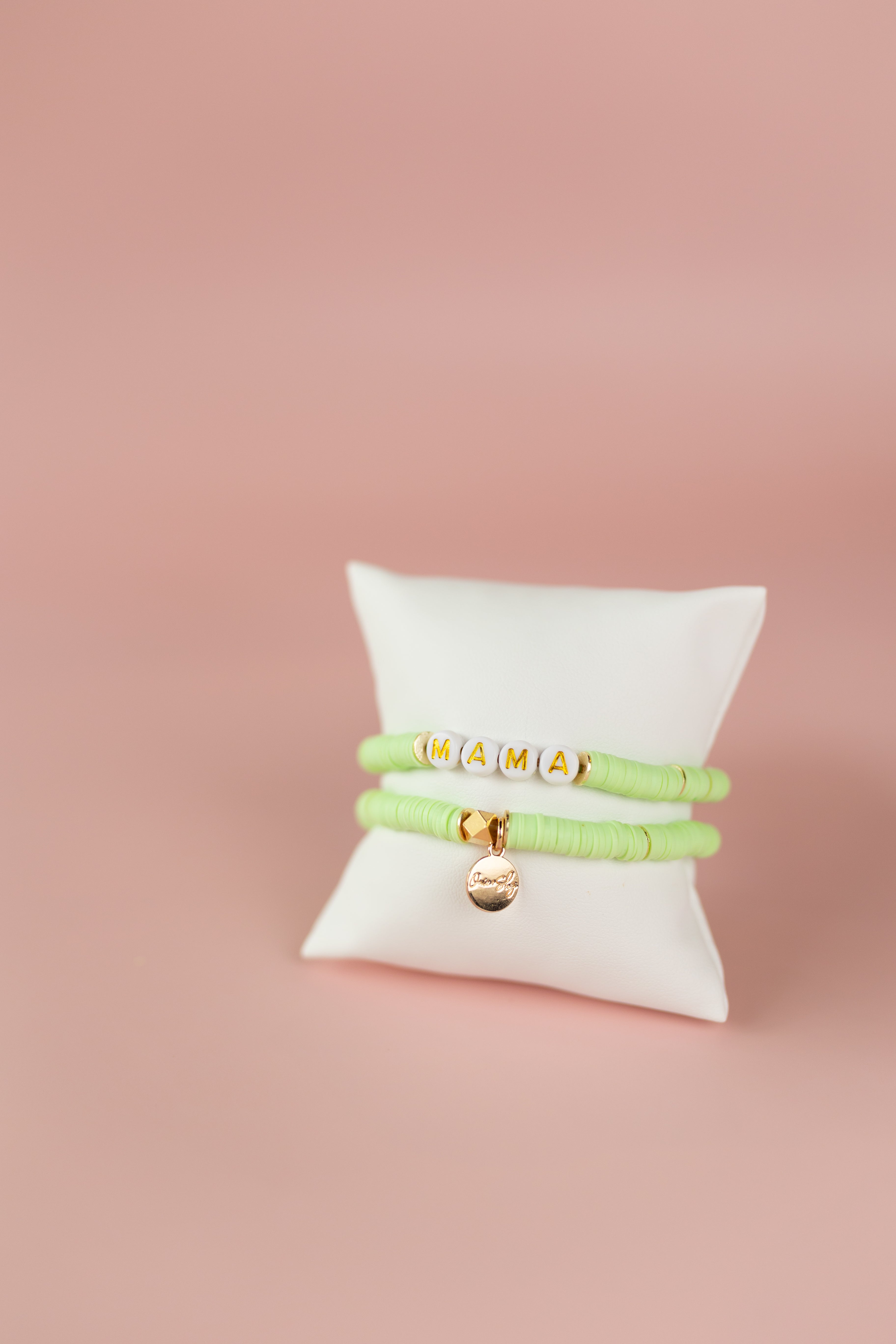 Pale Lime Heishi Bracelet (Customizable)