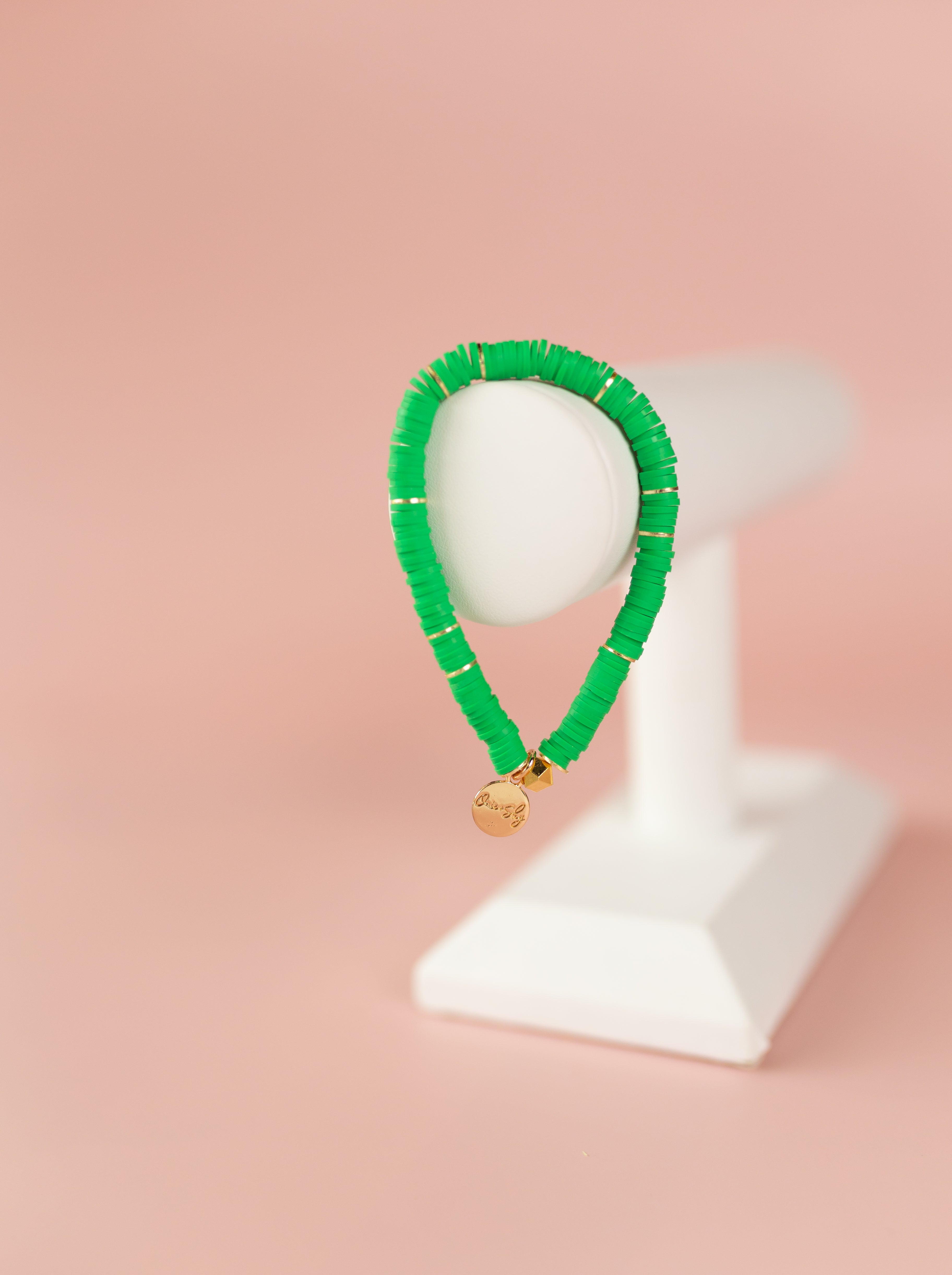 Green Heishi Bracelet (Customizable)