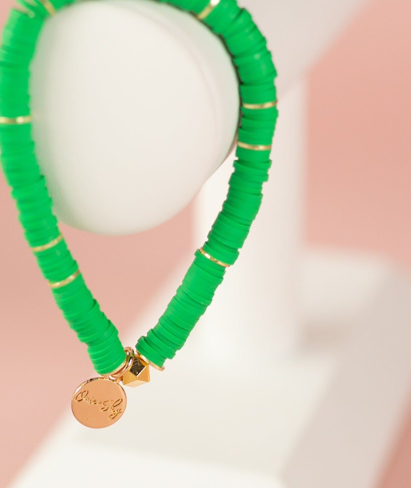 Green Heishi Bracelet (Customizable)