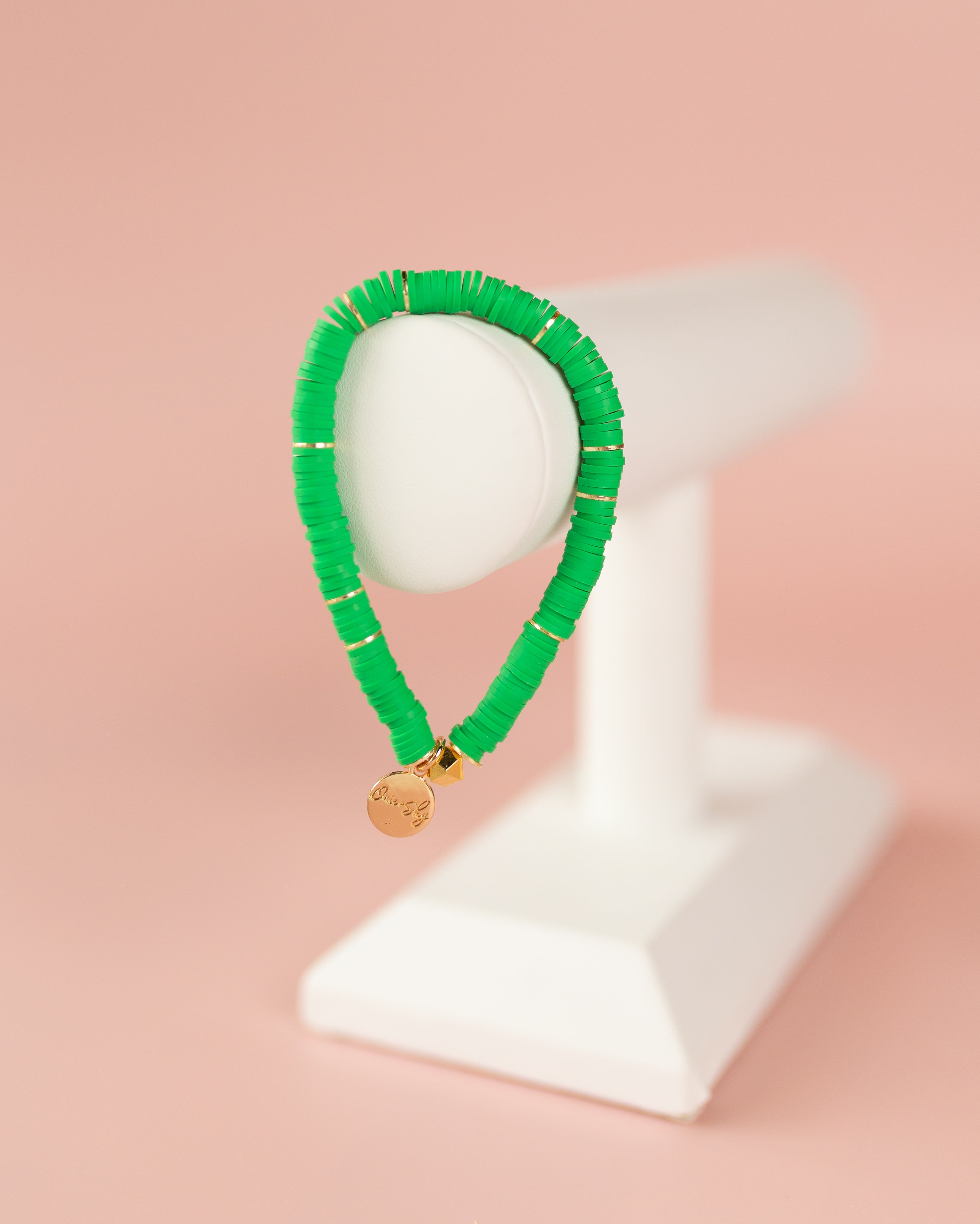 Green Heishi Bracelet (Customizable)