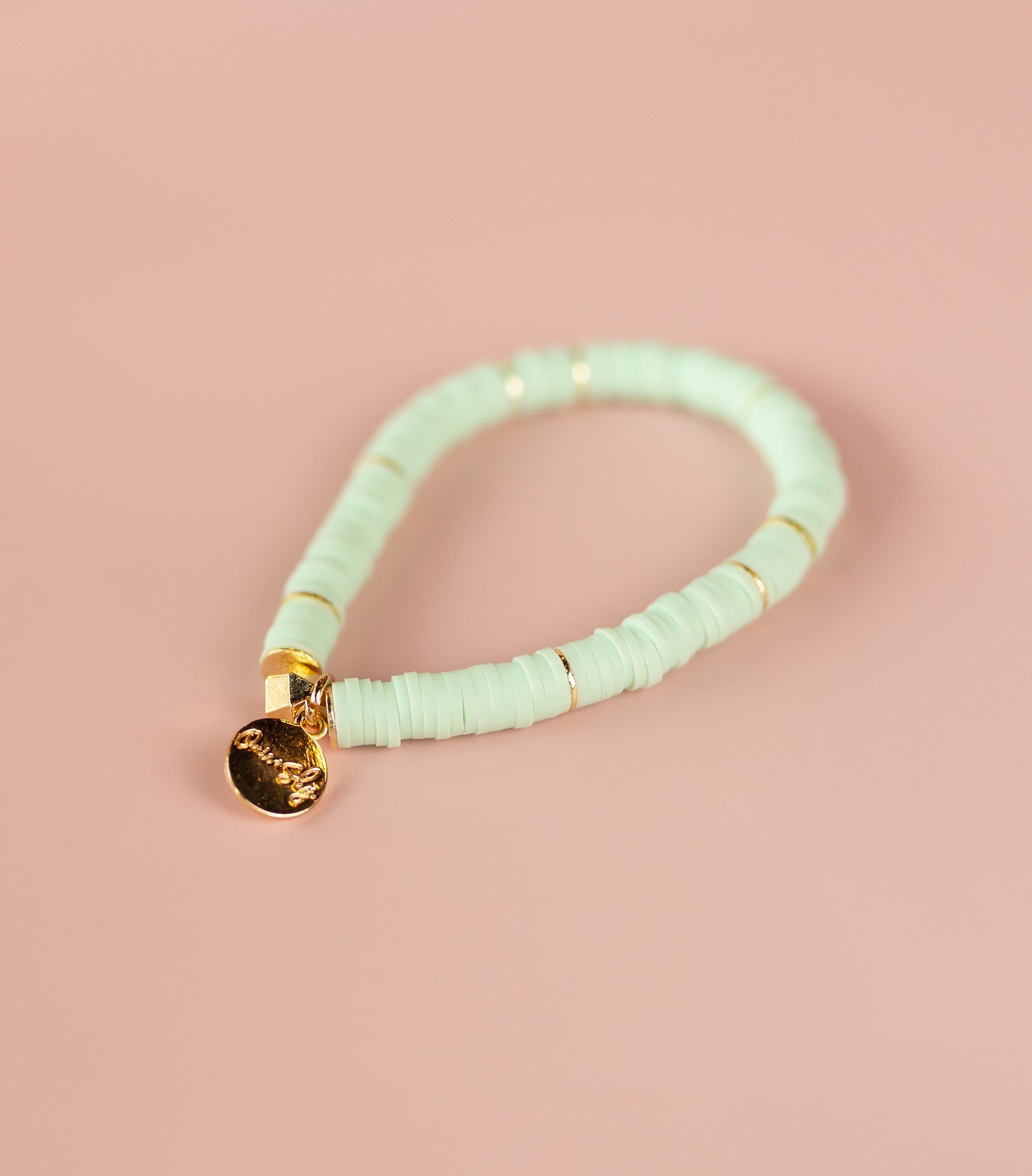 Mint Blue Heishi Bracelet (Customizable)