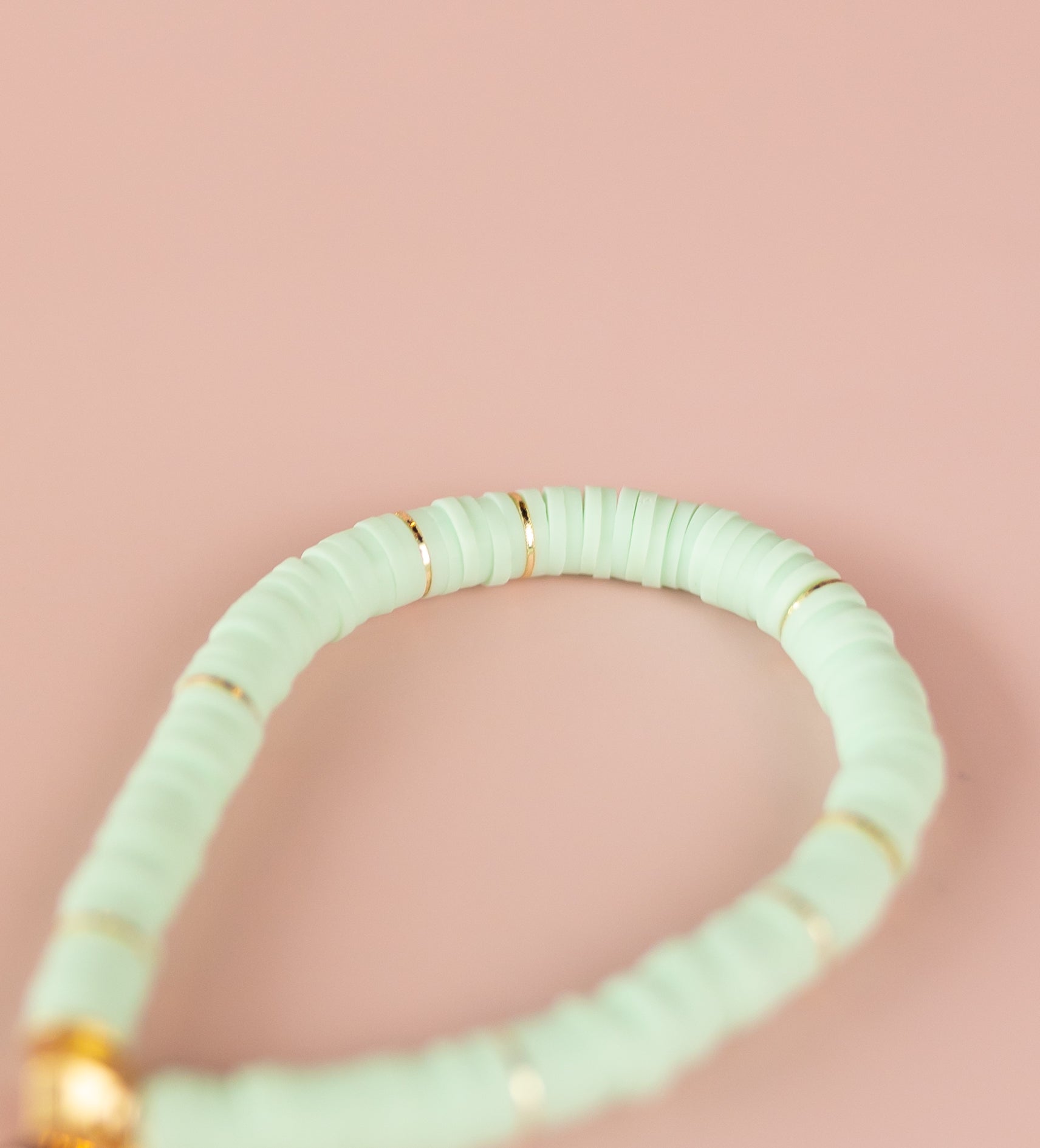 Mint Blue Heishi Bracelet (Customizable)
