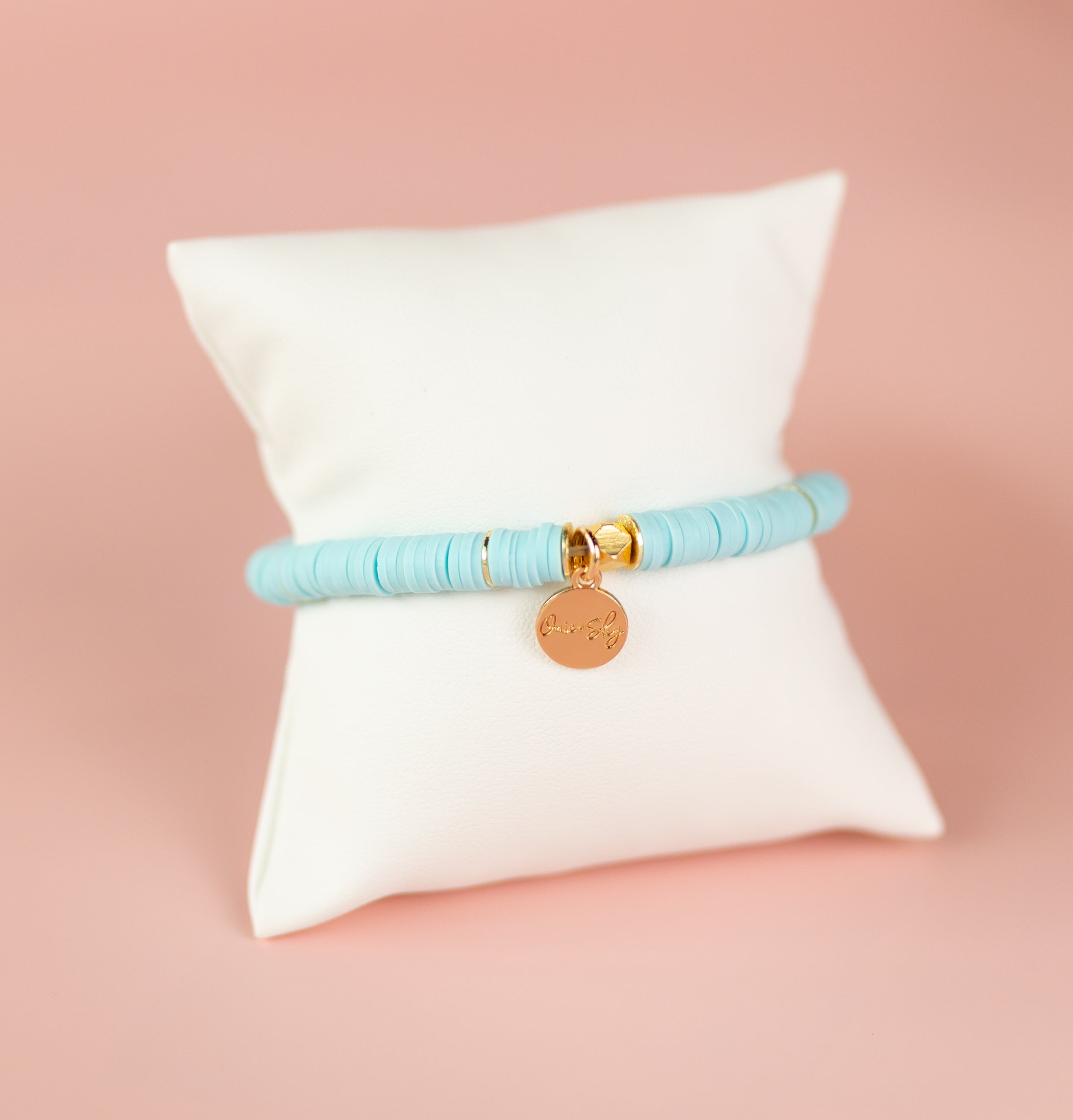 Baby Blue Heishi Bracelet (Customizable)