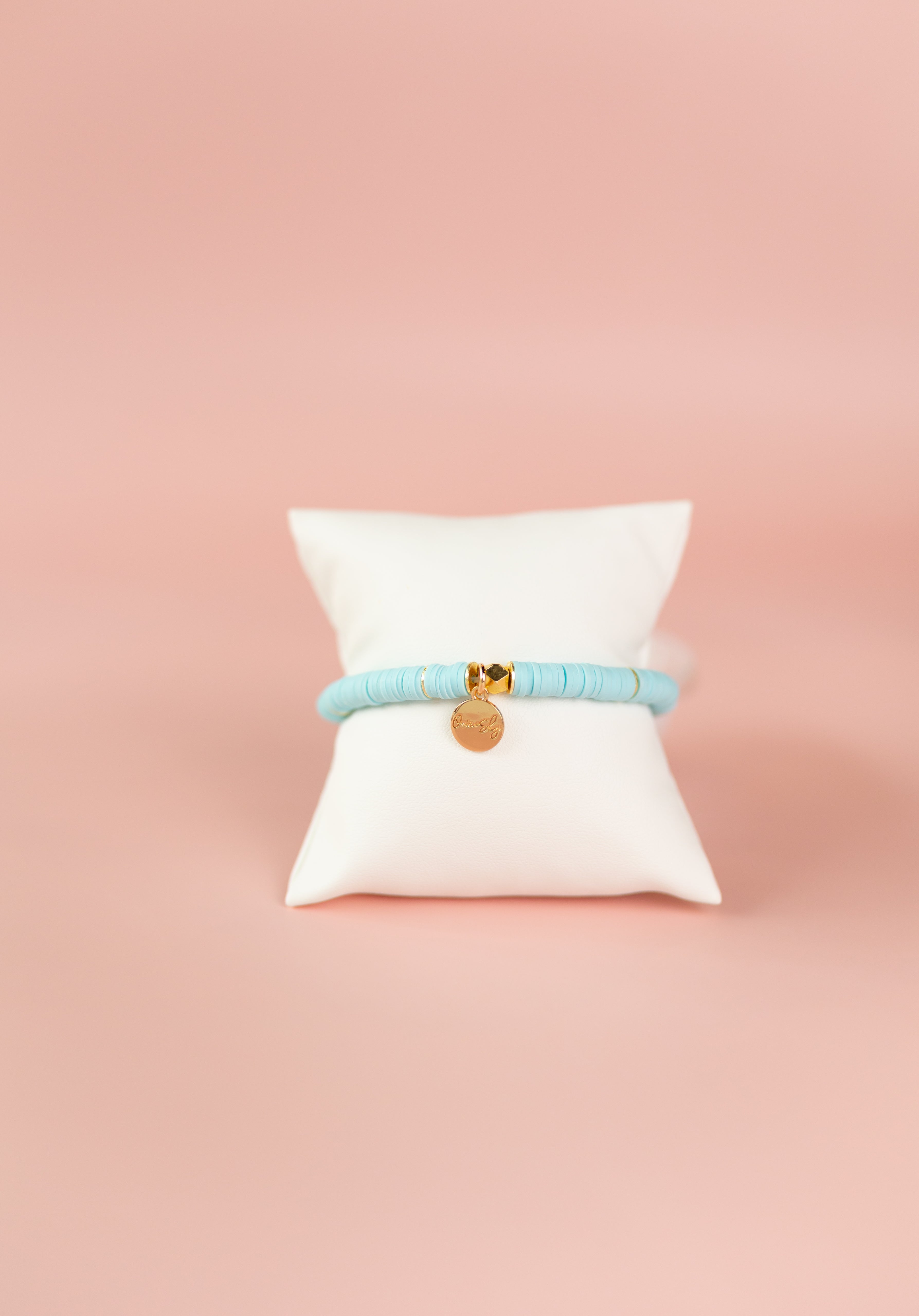 Baby Blue Heishi Bracelet (Customizable)