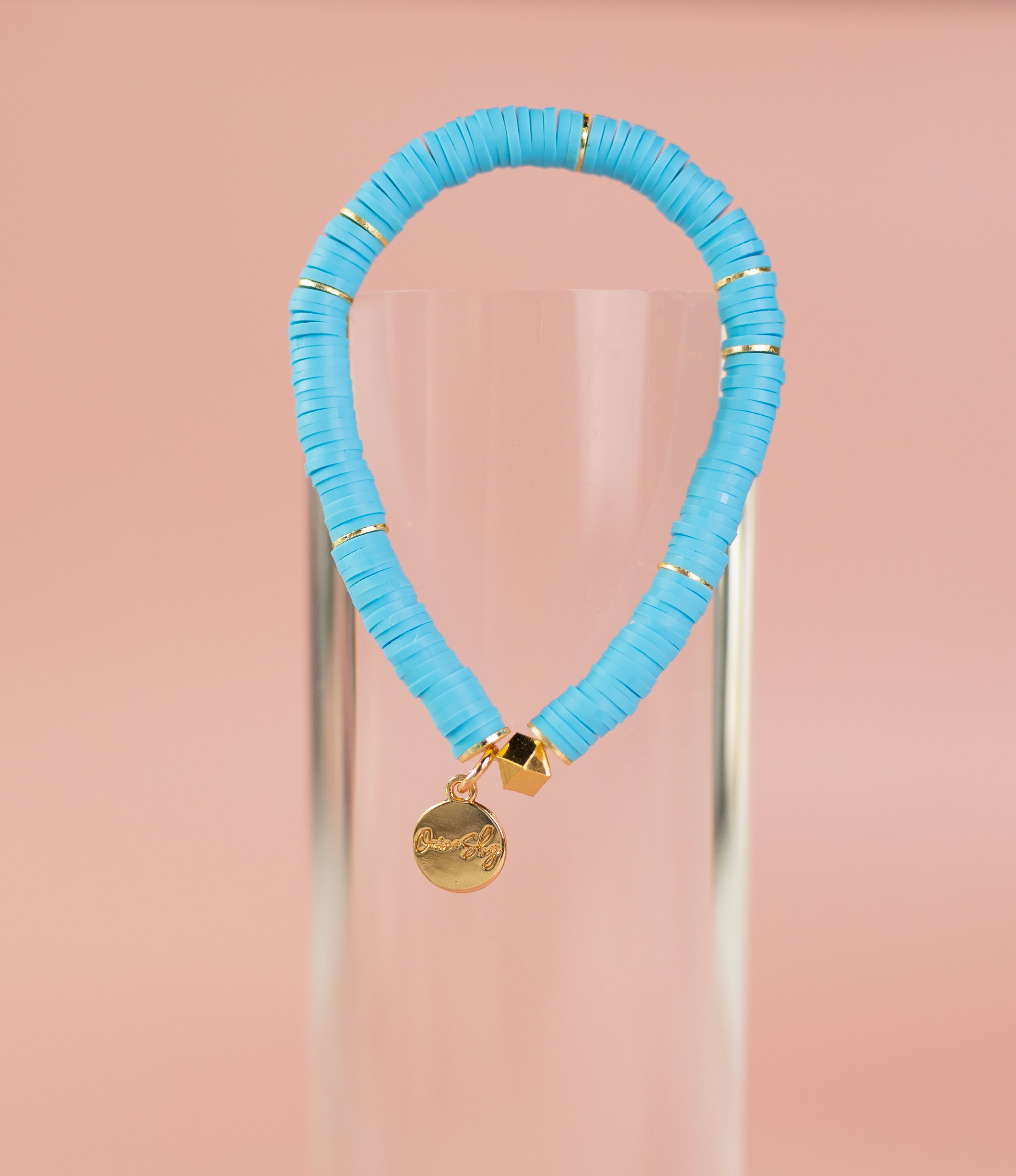 Sky Blue Heishi Bracelet (Customizable)