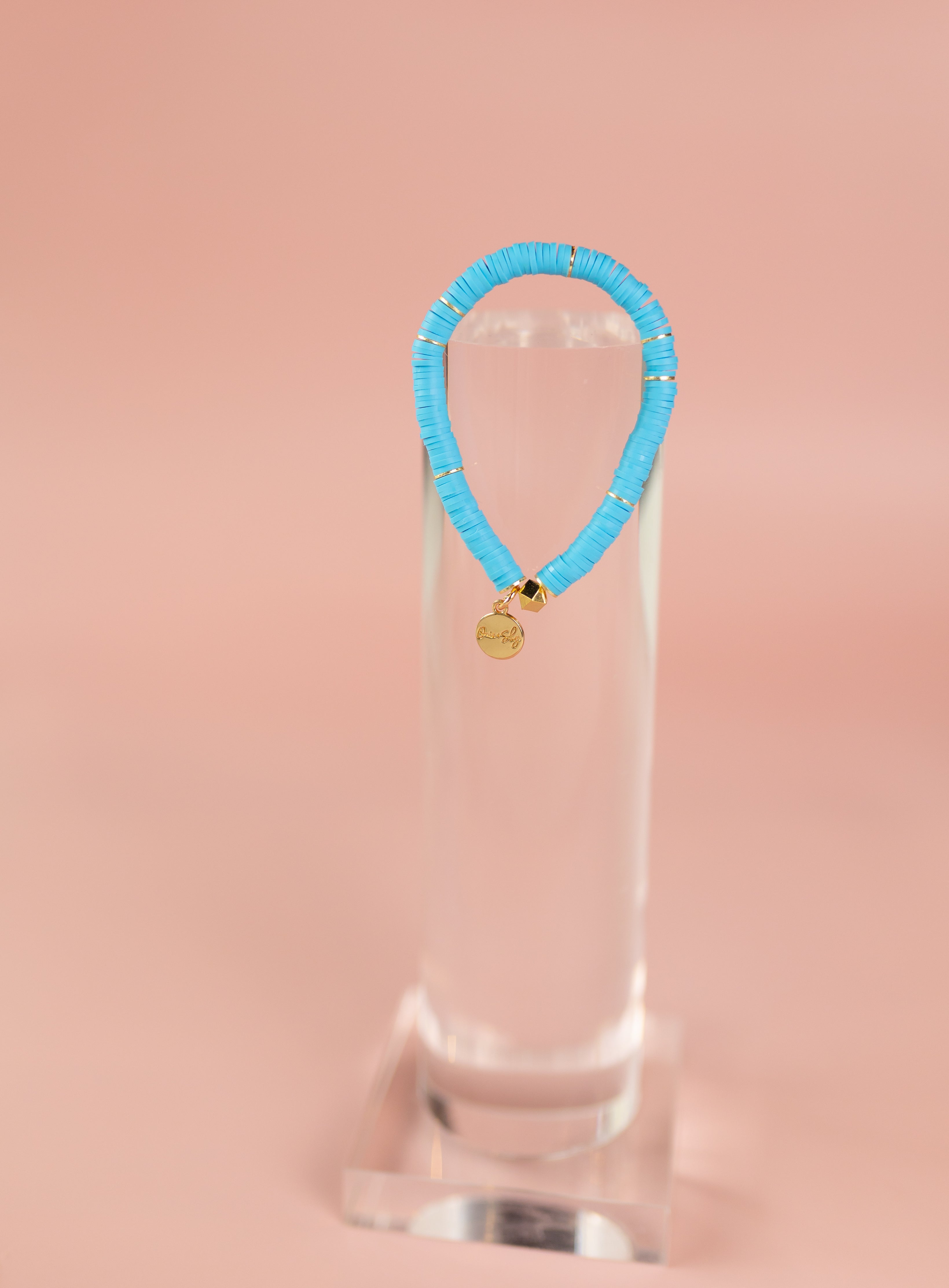 Sky Blue Heishi Bracelet (Customizable)