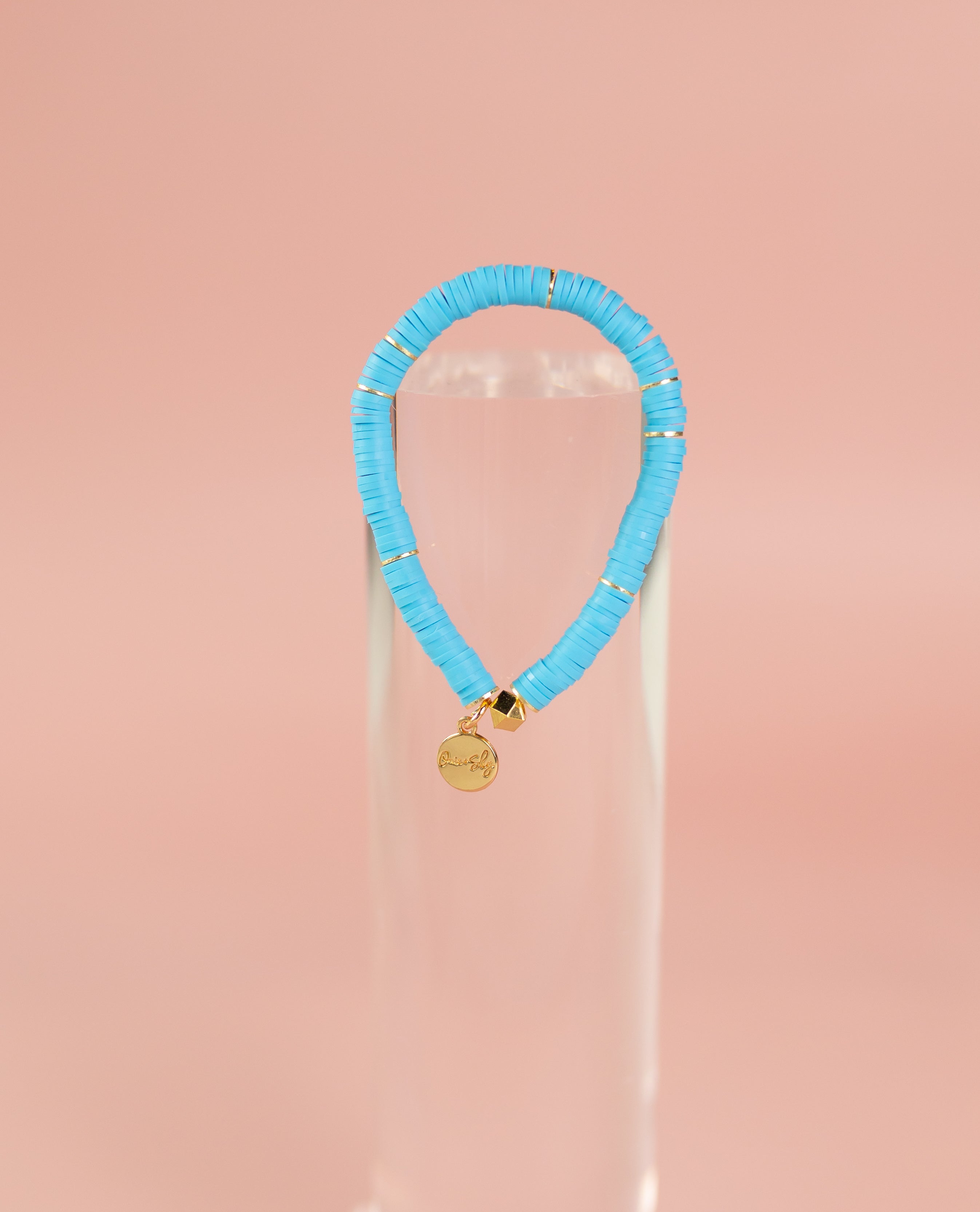 Sky Blue Heishi Bracelet (Customizable)