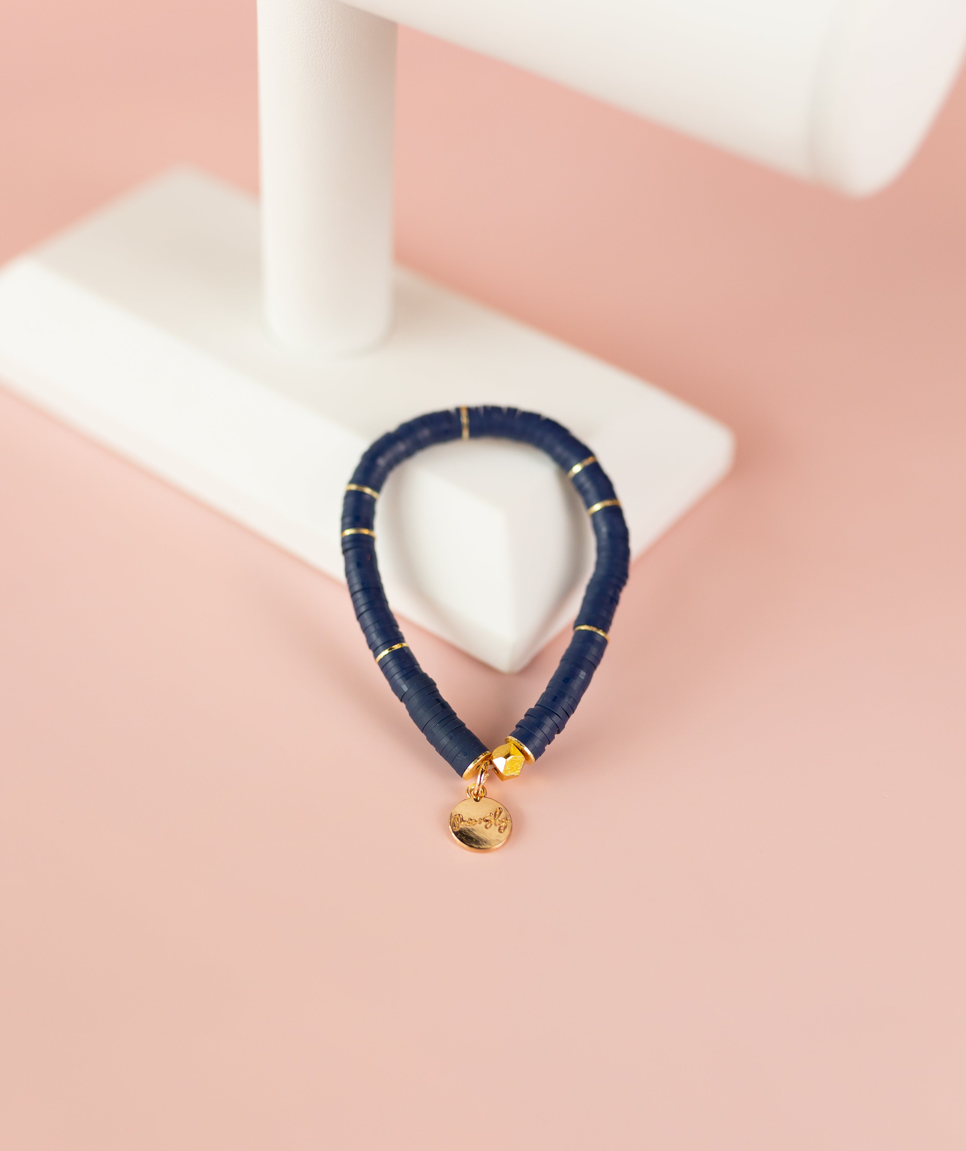 Navy Heishi Bracelet (Customizable)