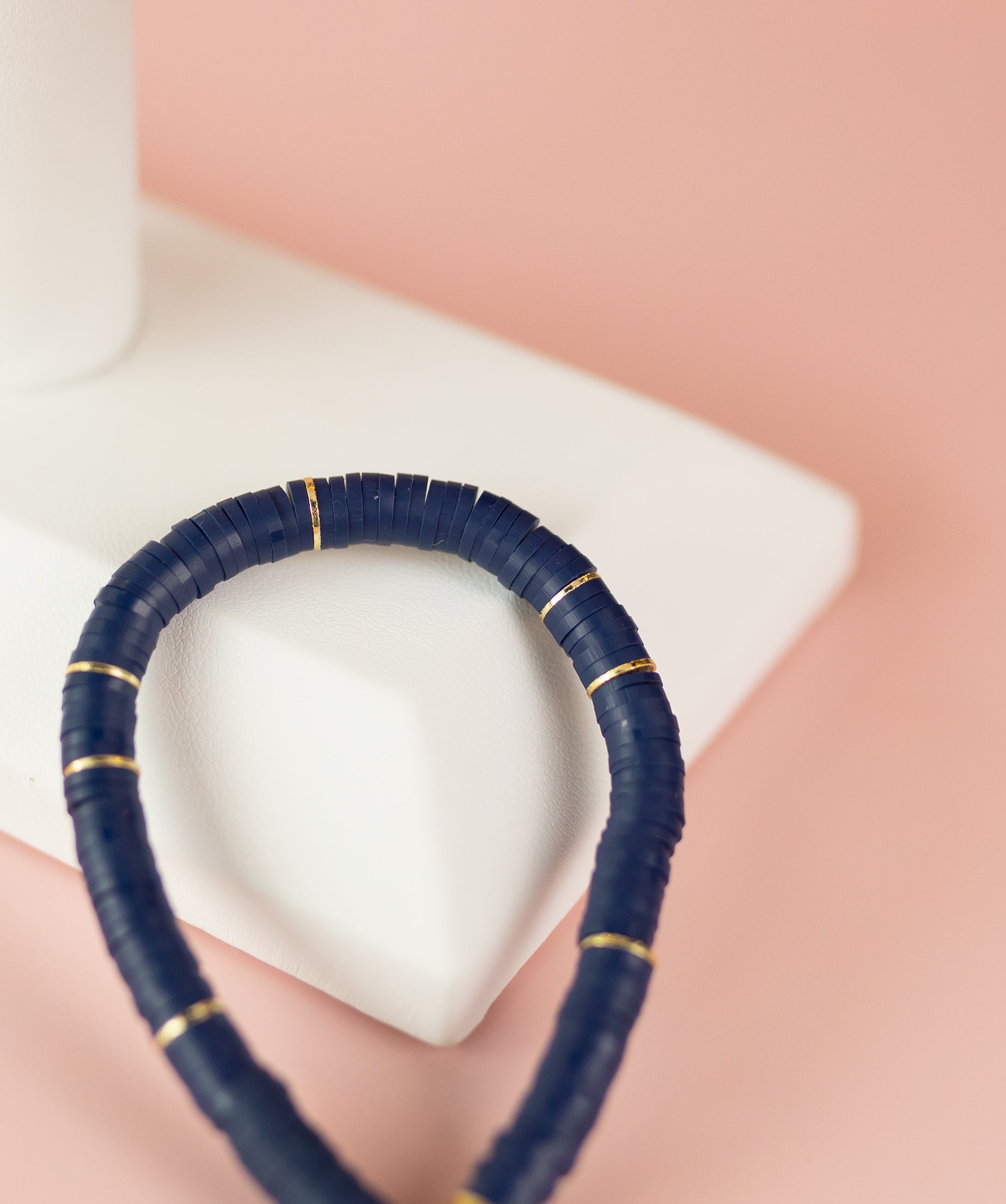 Navy Heishi Bracelet (Customizable)
