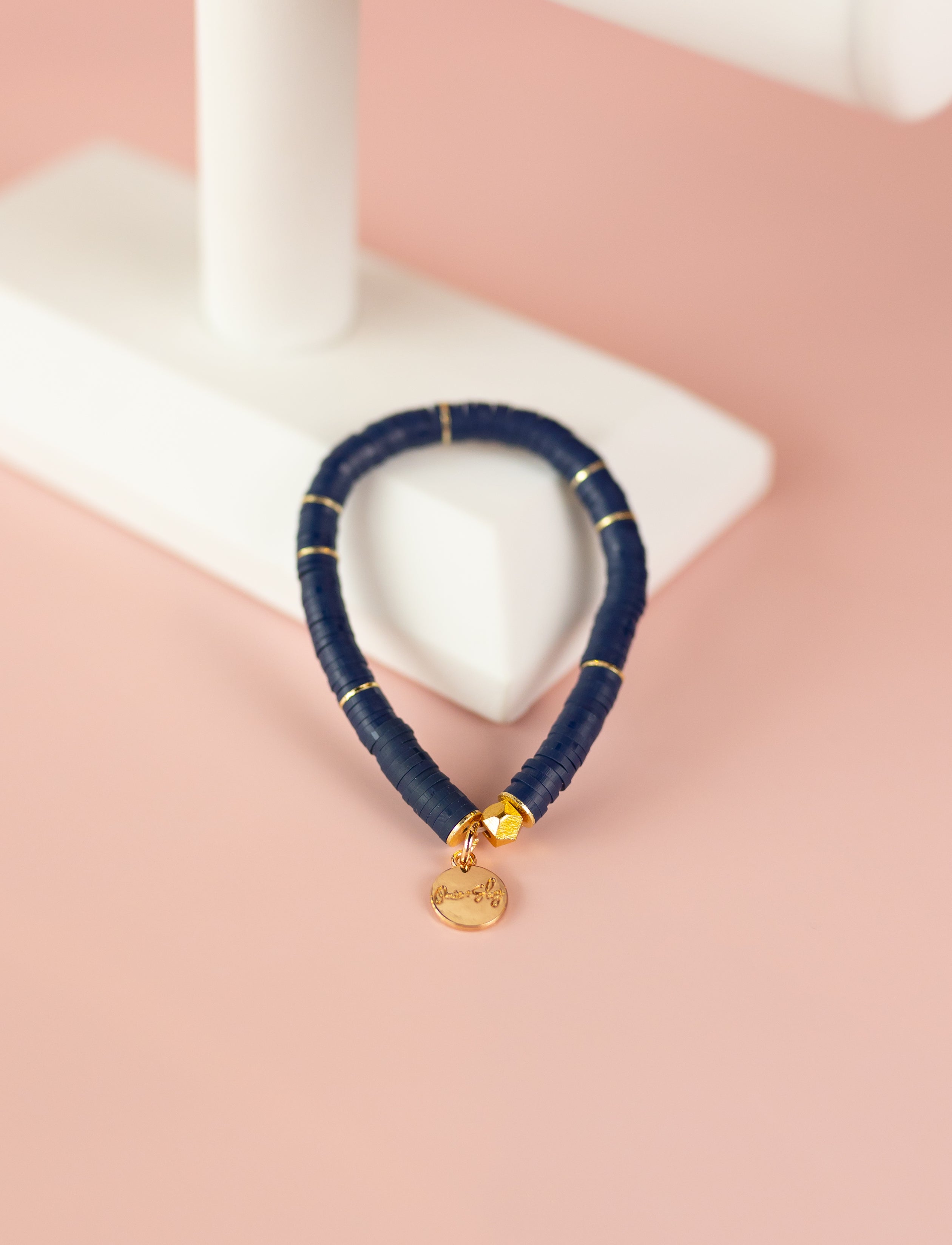 Navy Heishi Bracelet (Customizable)