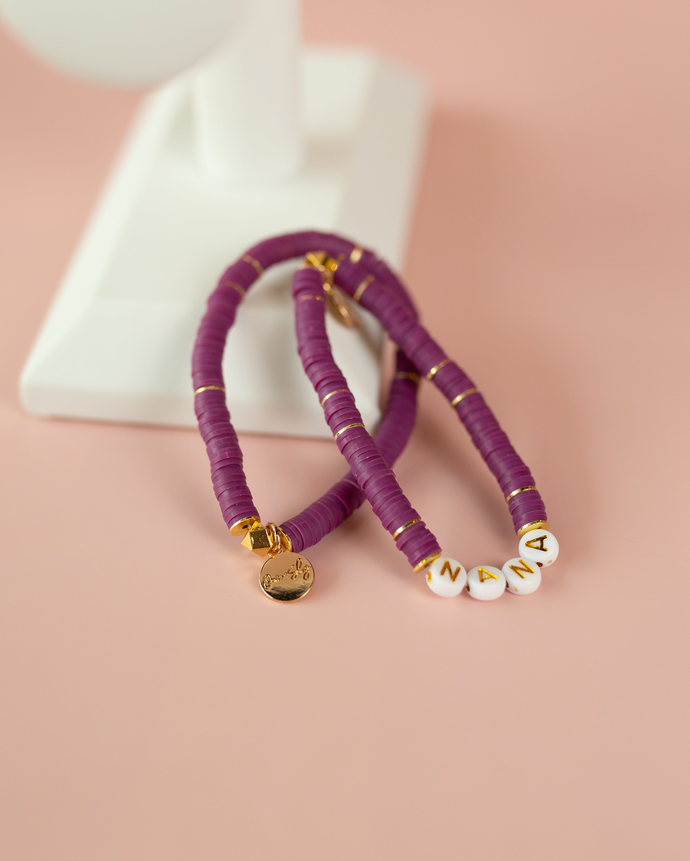 Plum Heishi Bracelet (Customizable)