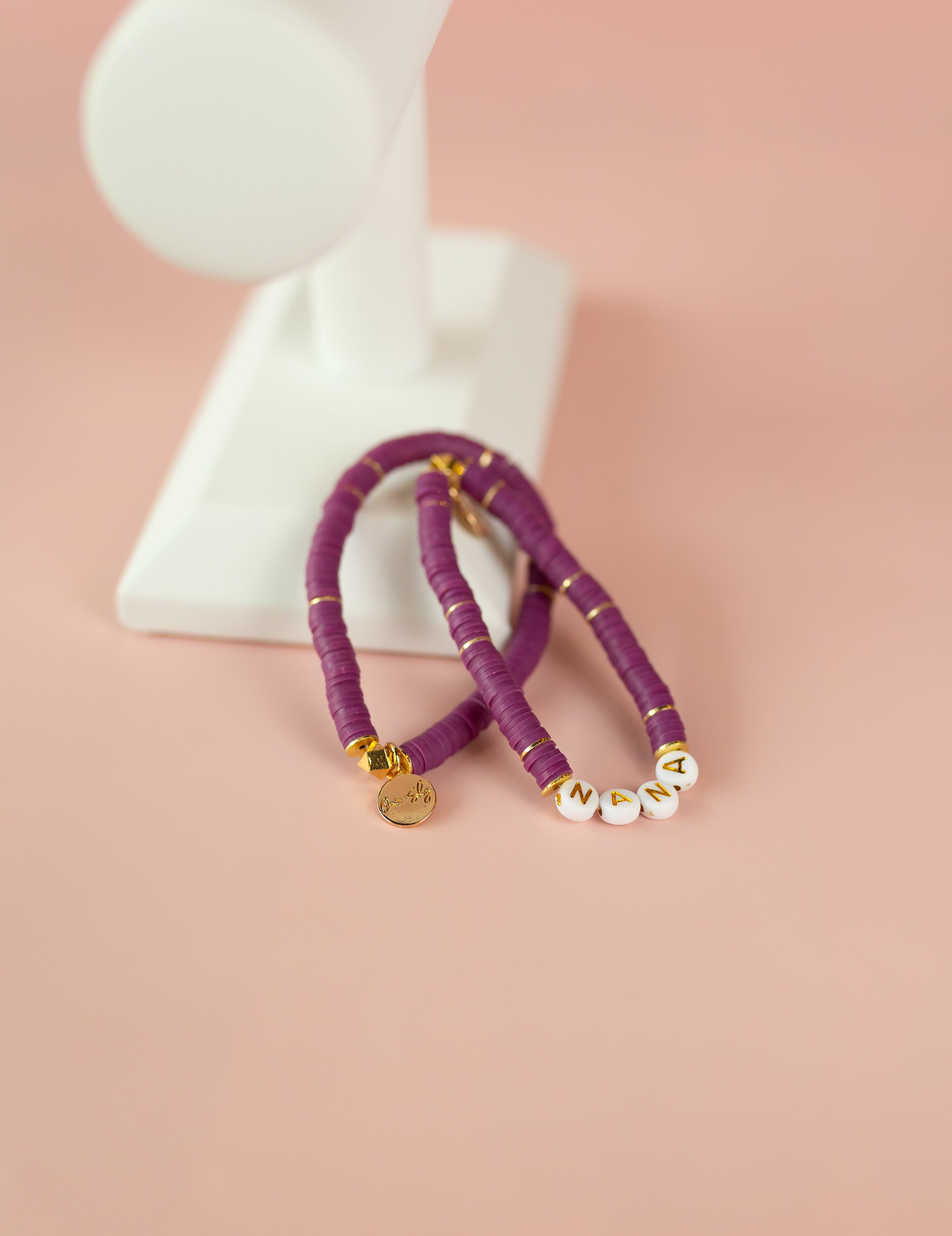 Plum Heishi Bracelet (Customizable)