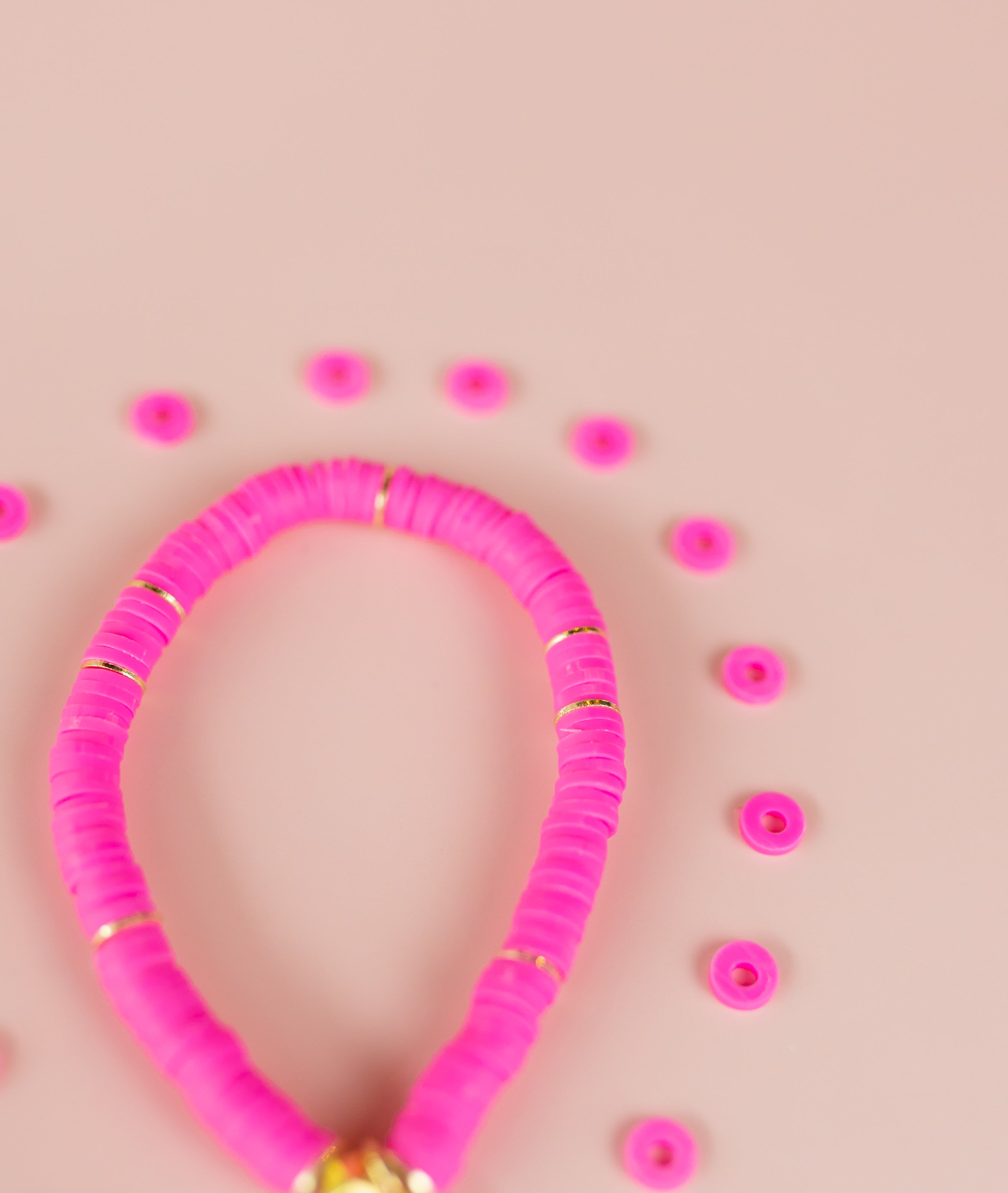 Hot Pink Heishi Bracelet (Customizable)