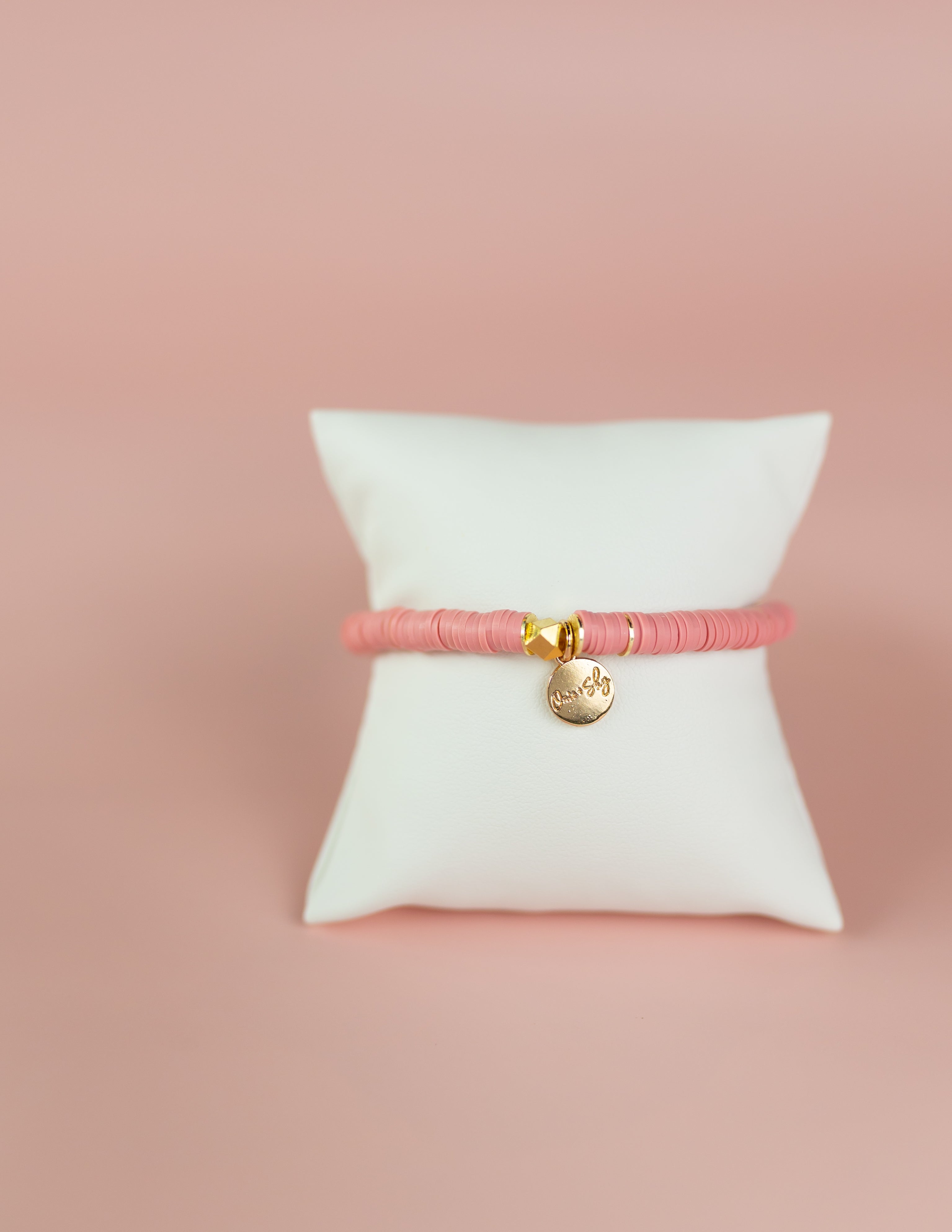 Dusty Rose Heishi Bracelet (Customizable)