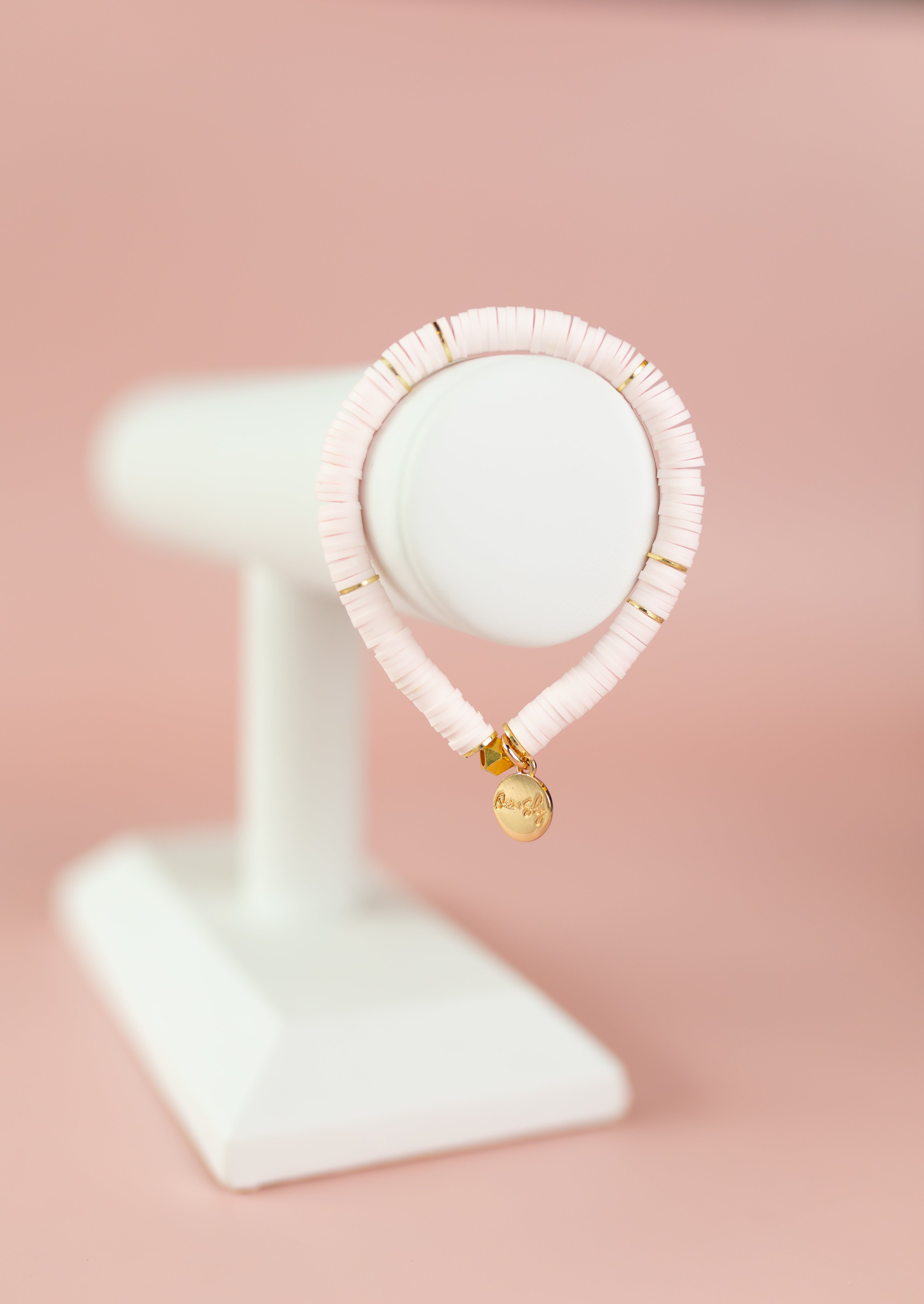 Pale Blush Heishi Bracelet (Customizable)