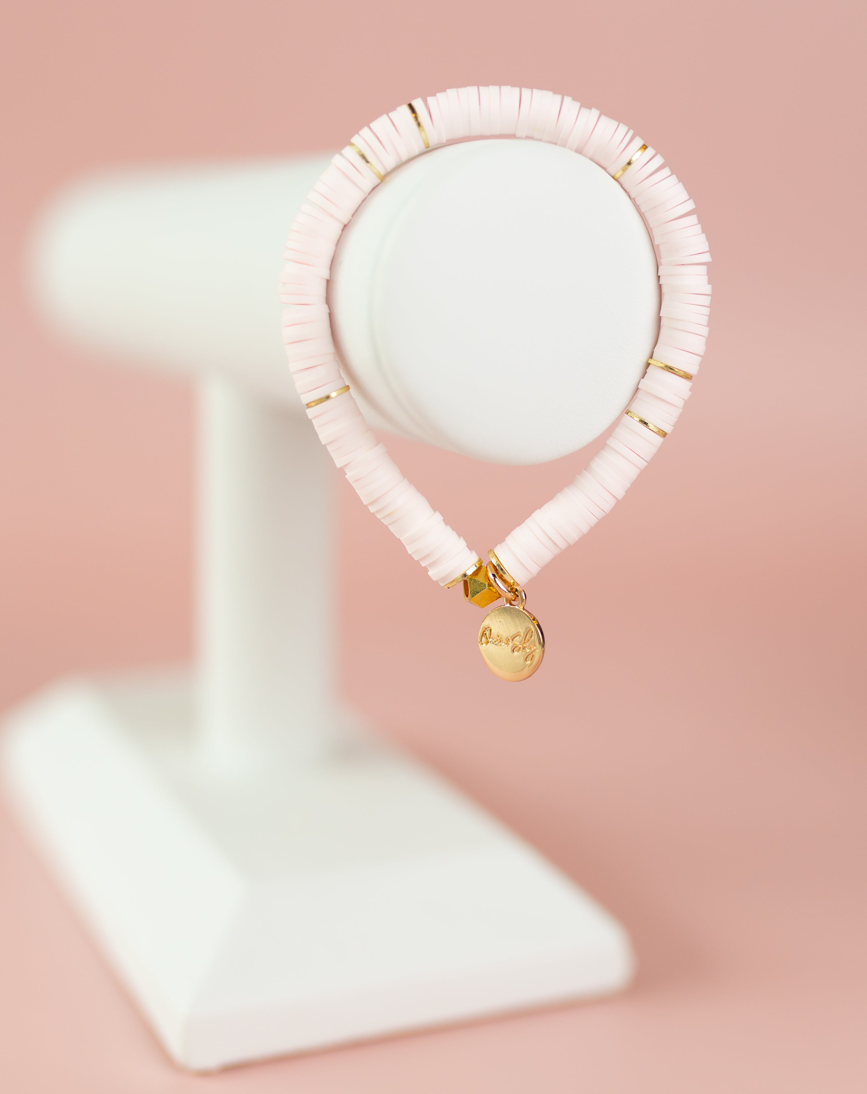 Pale Blush Heishi Bracelet (Customizable)