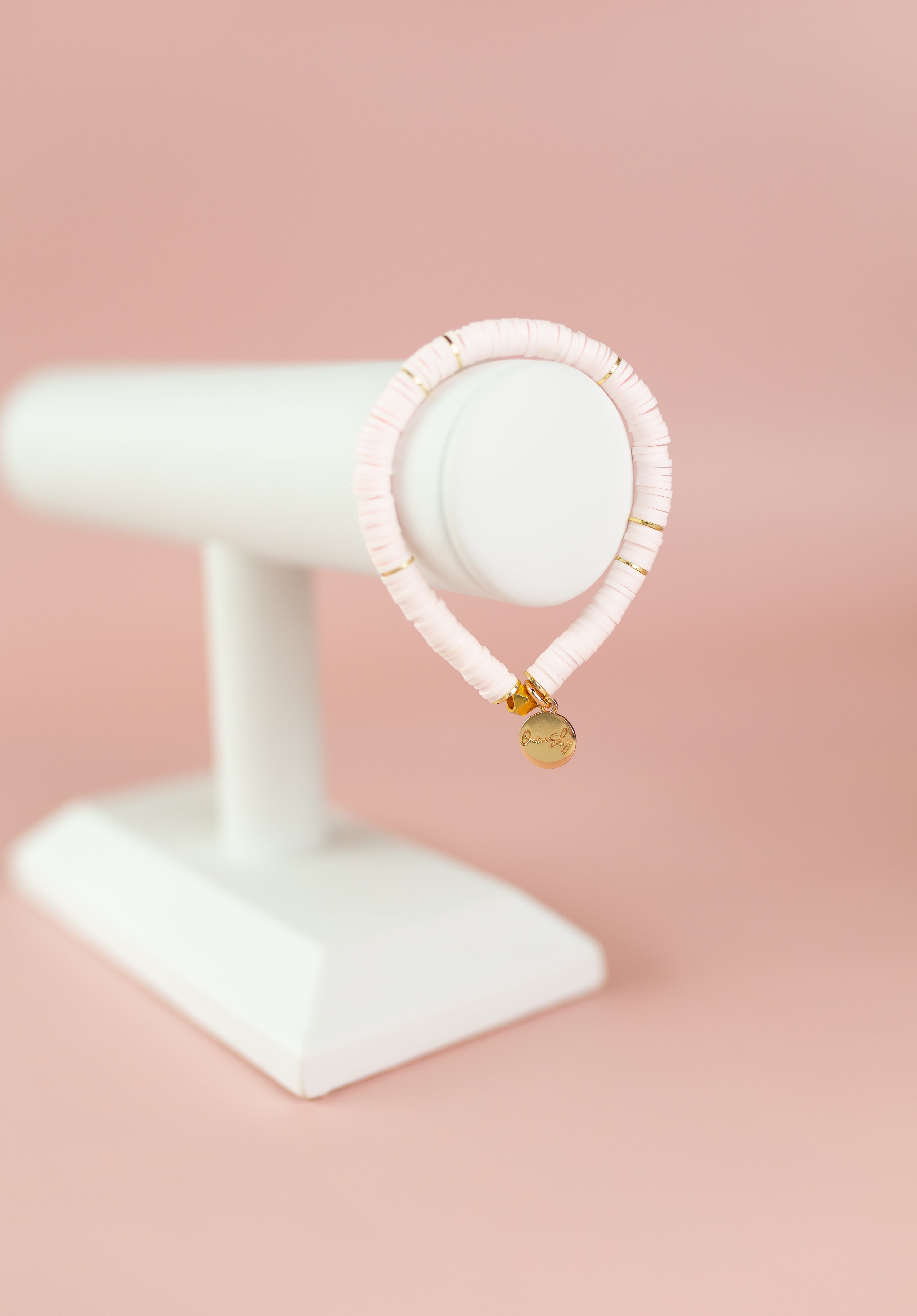Pale Blush Heishi Bracelet (Customizable)