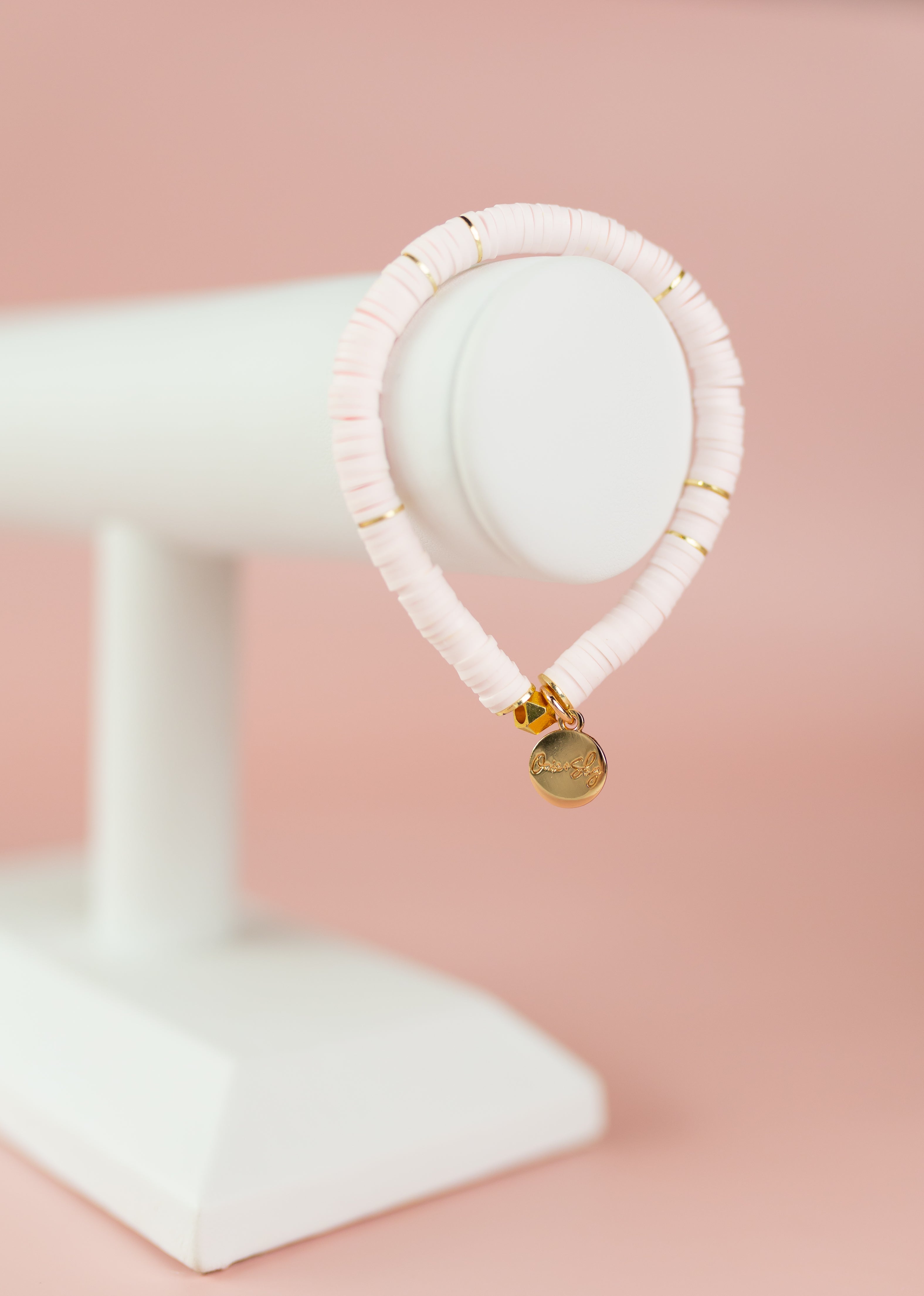 Pale Blush Heishi Bracelet (Customizable)