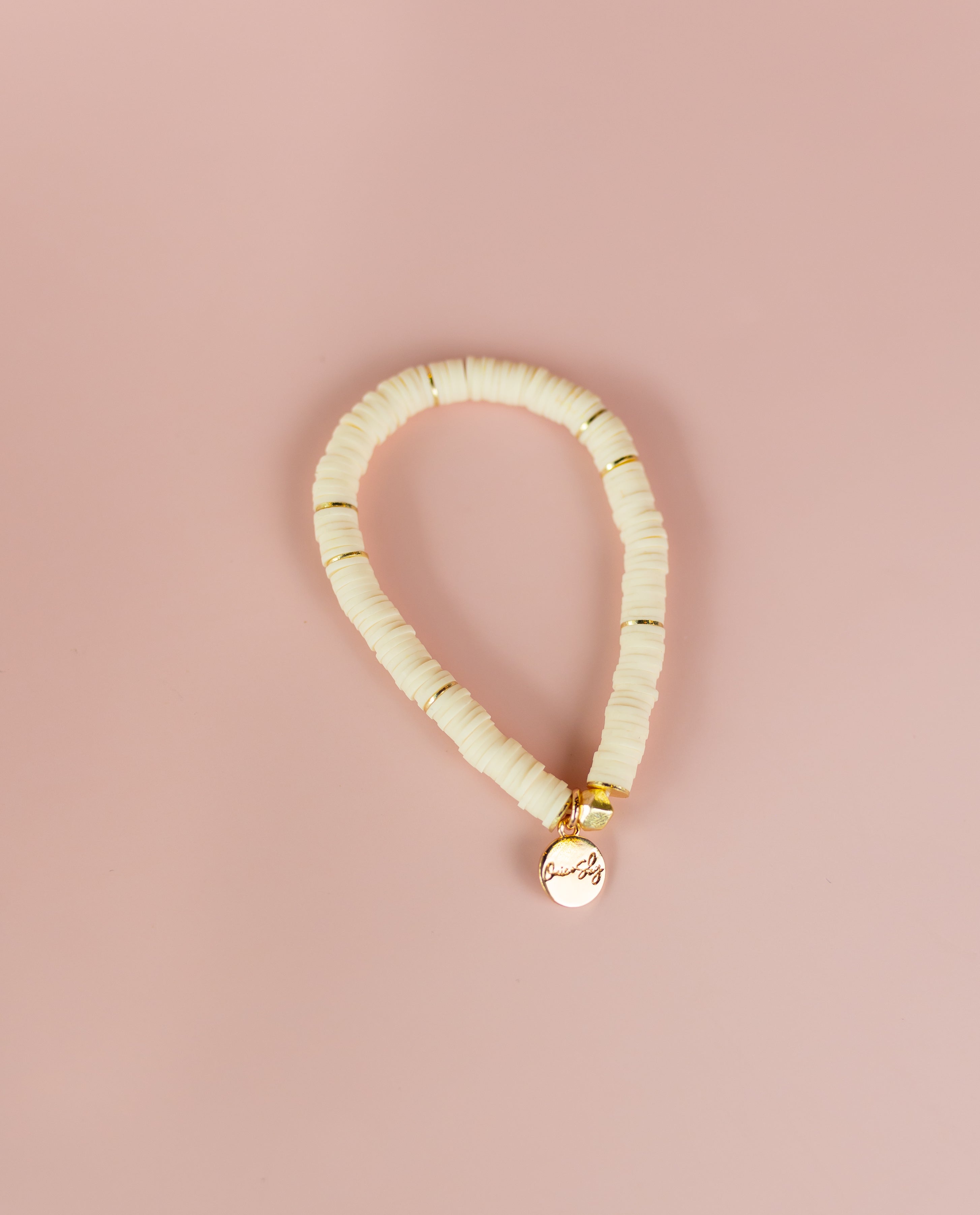 Cream Heishi Bracelet (Customizable)