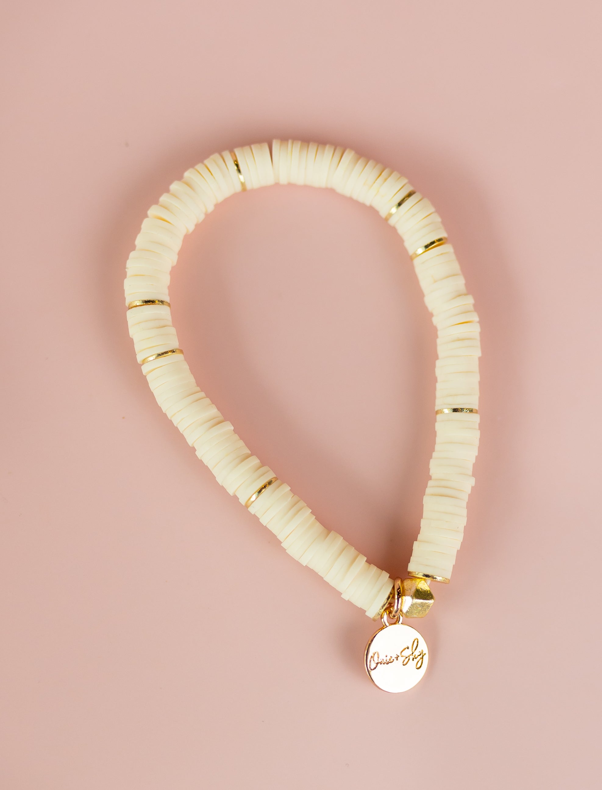 Cream Heishi Bracelet (Customizable)
