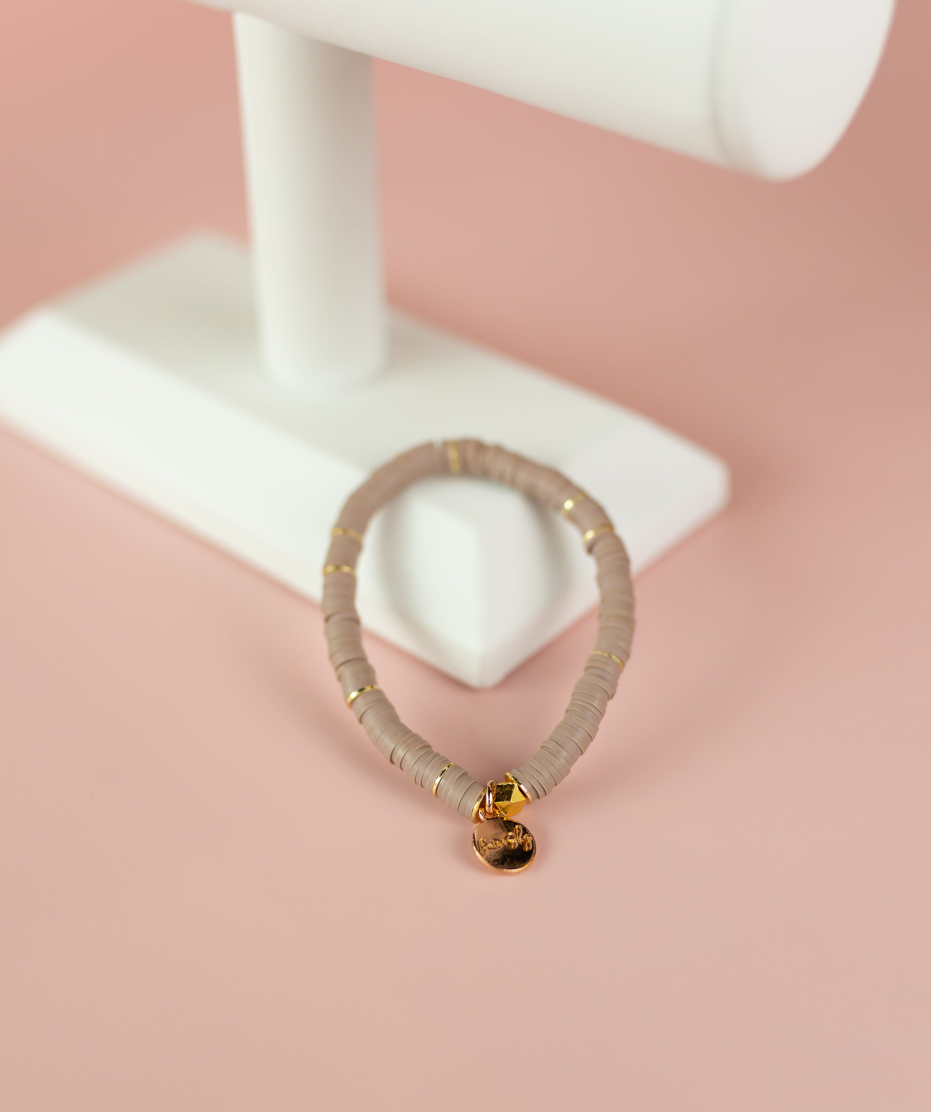 Taupe Heishi Bracelet (Customizable)