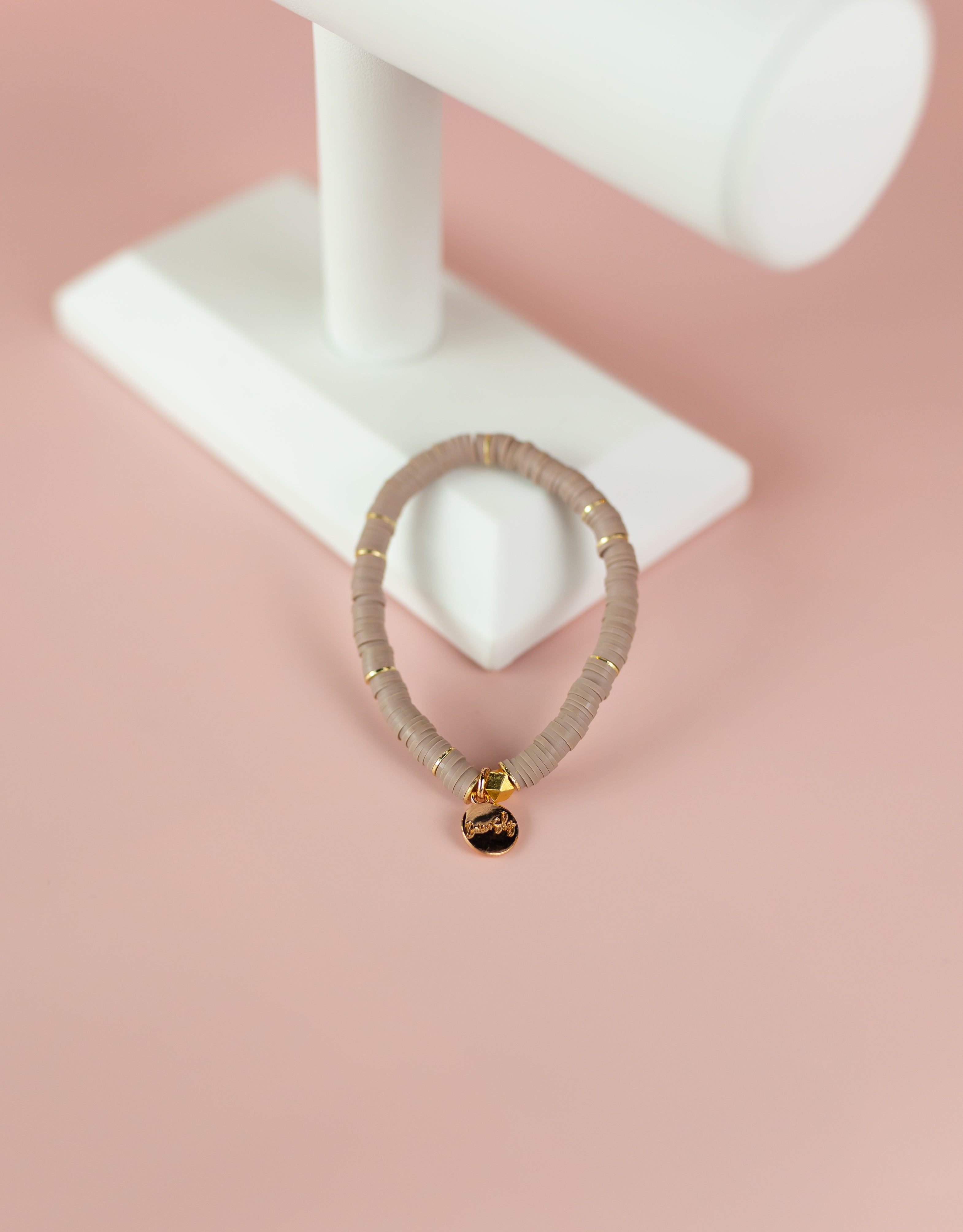 Taupe Heishi Bracelet (Customizable)