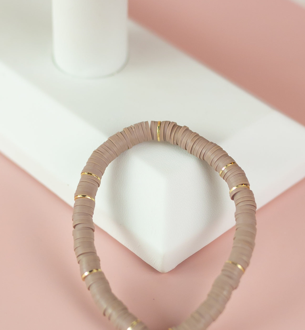 Taupe Heishi Bracelet (Customizable)