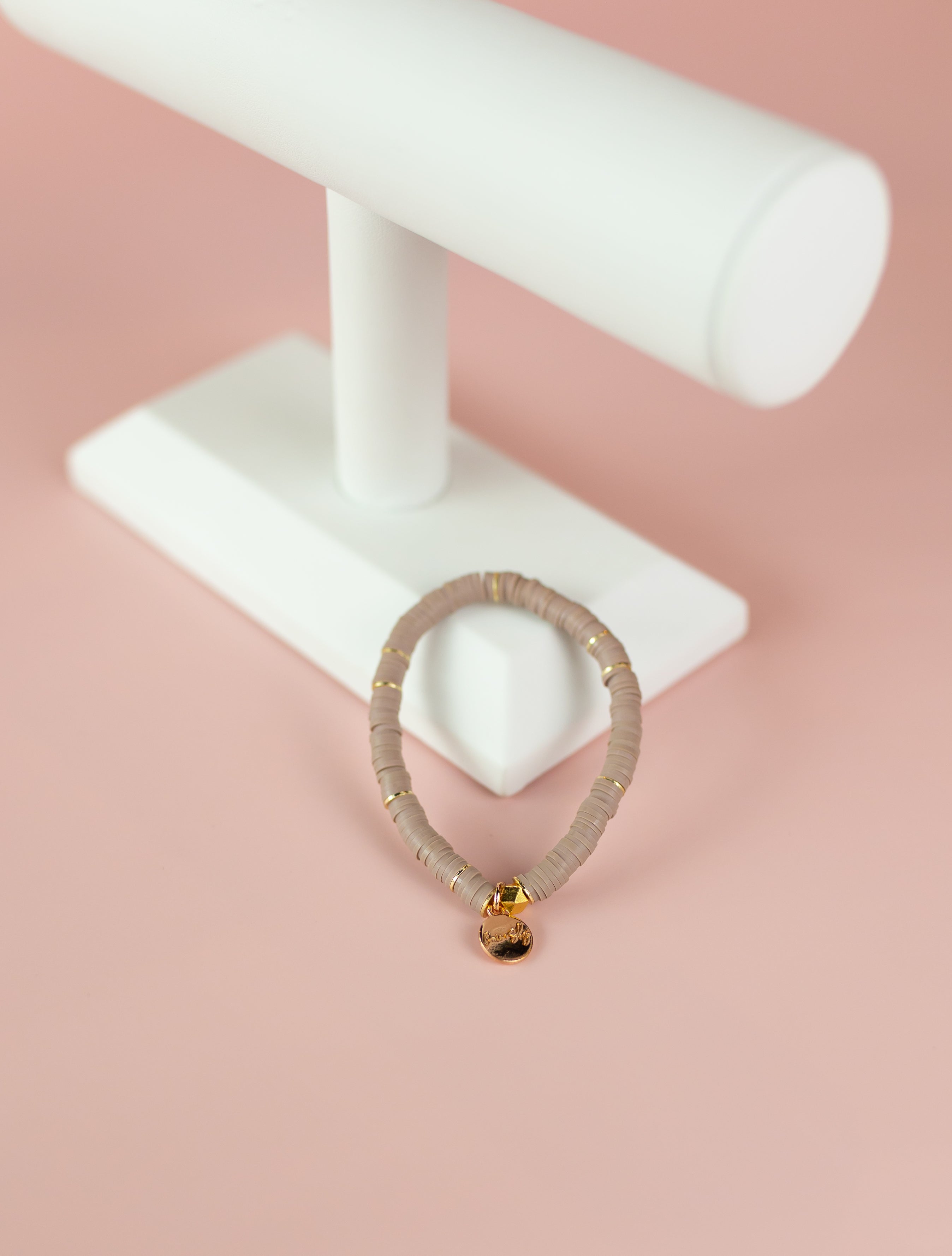Taupe Heishi Bracelet (Customizable)