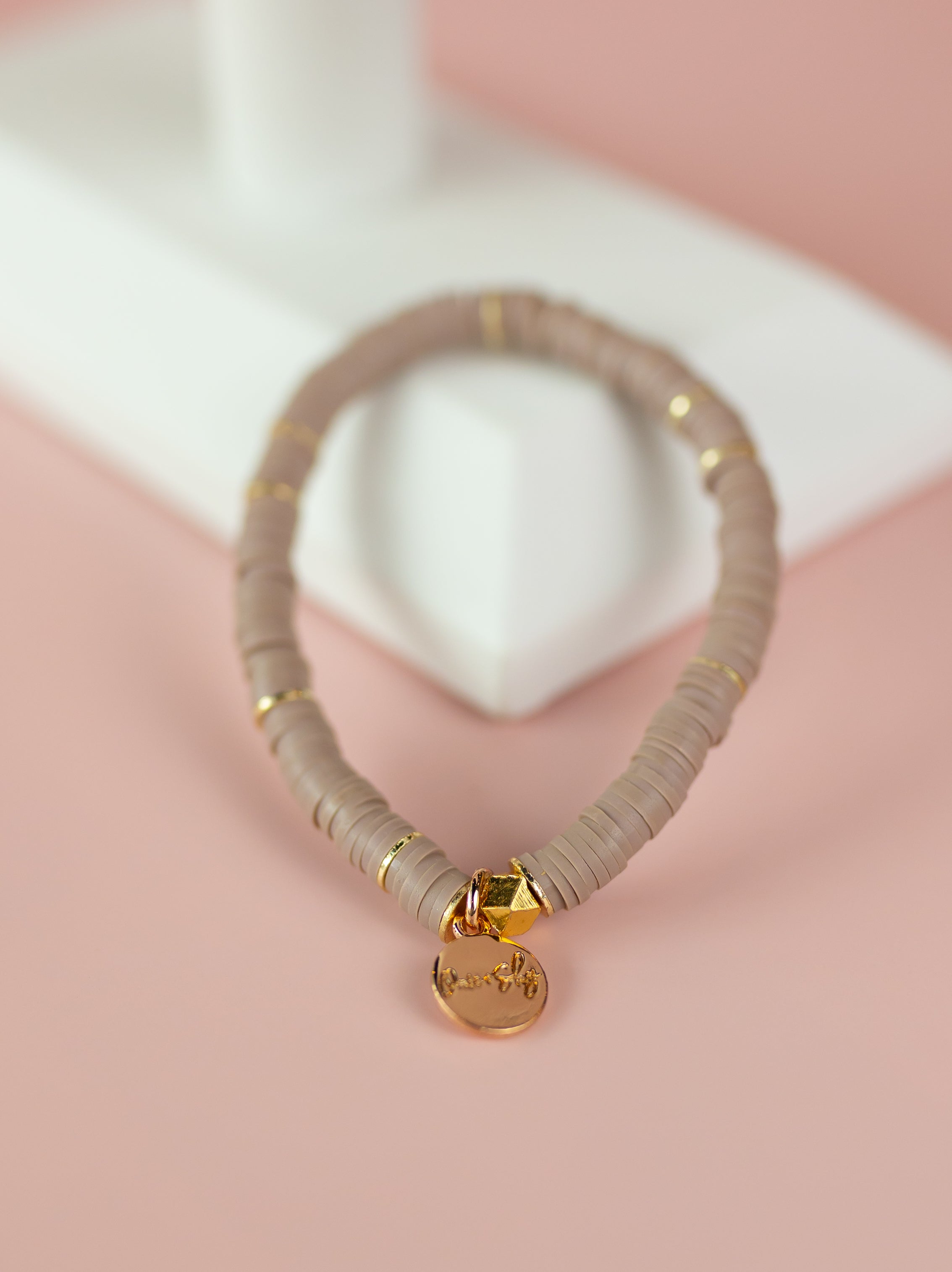 Taupe Heishi Bracelet (Customizable)
