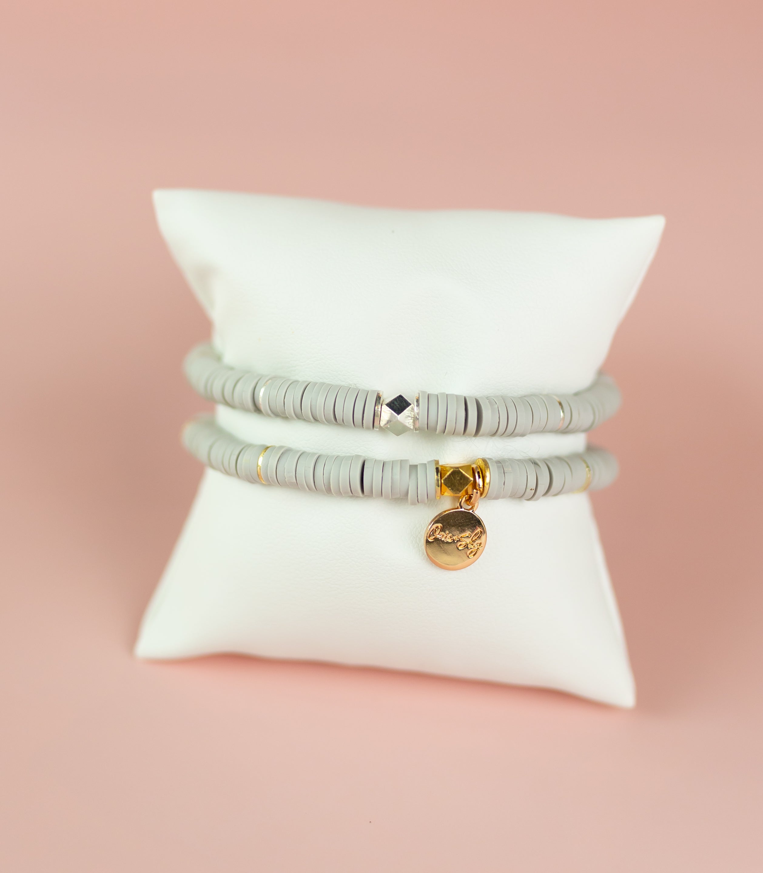 Light Gray Heishi Bracelet (Customizable)