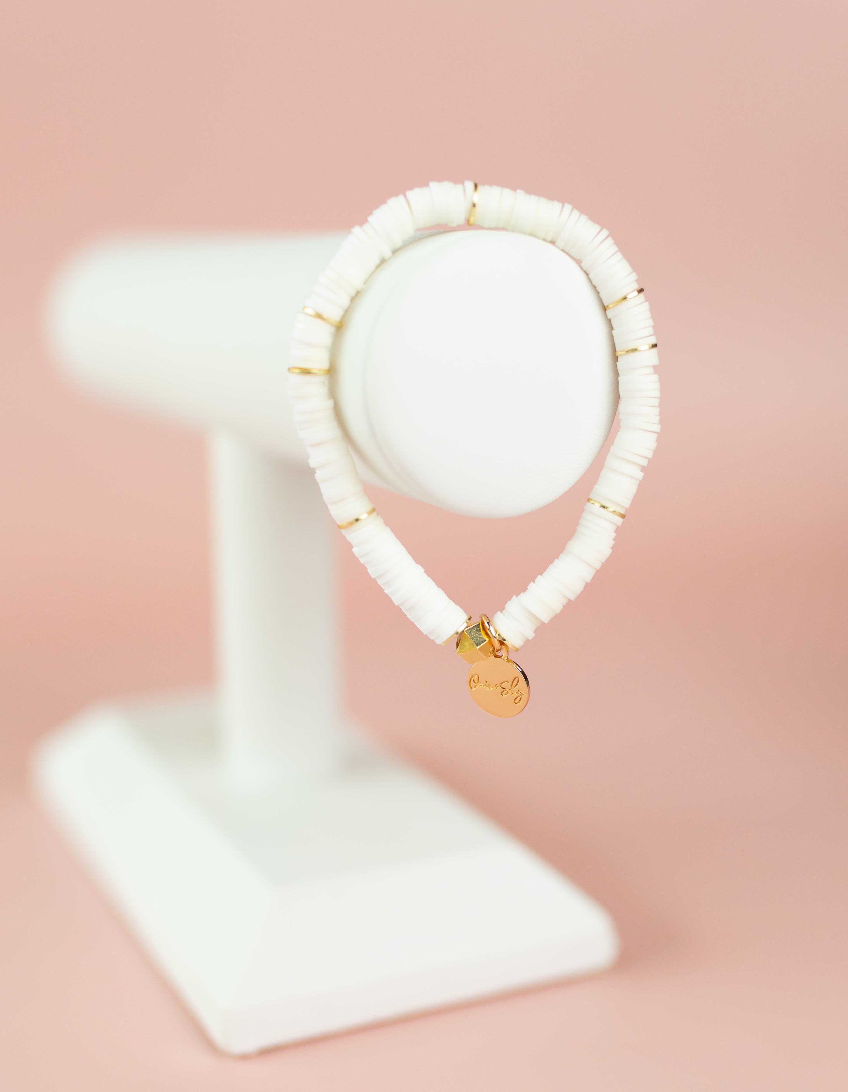 White Heishi Bracelet (Customizable)