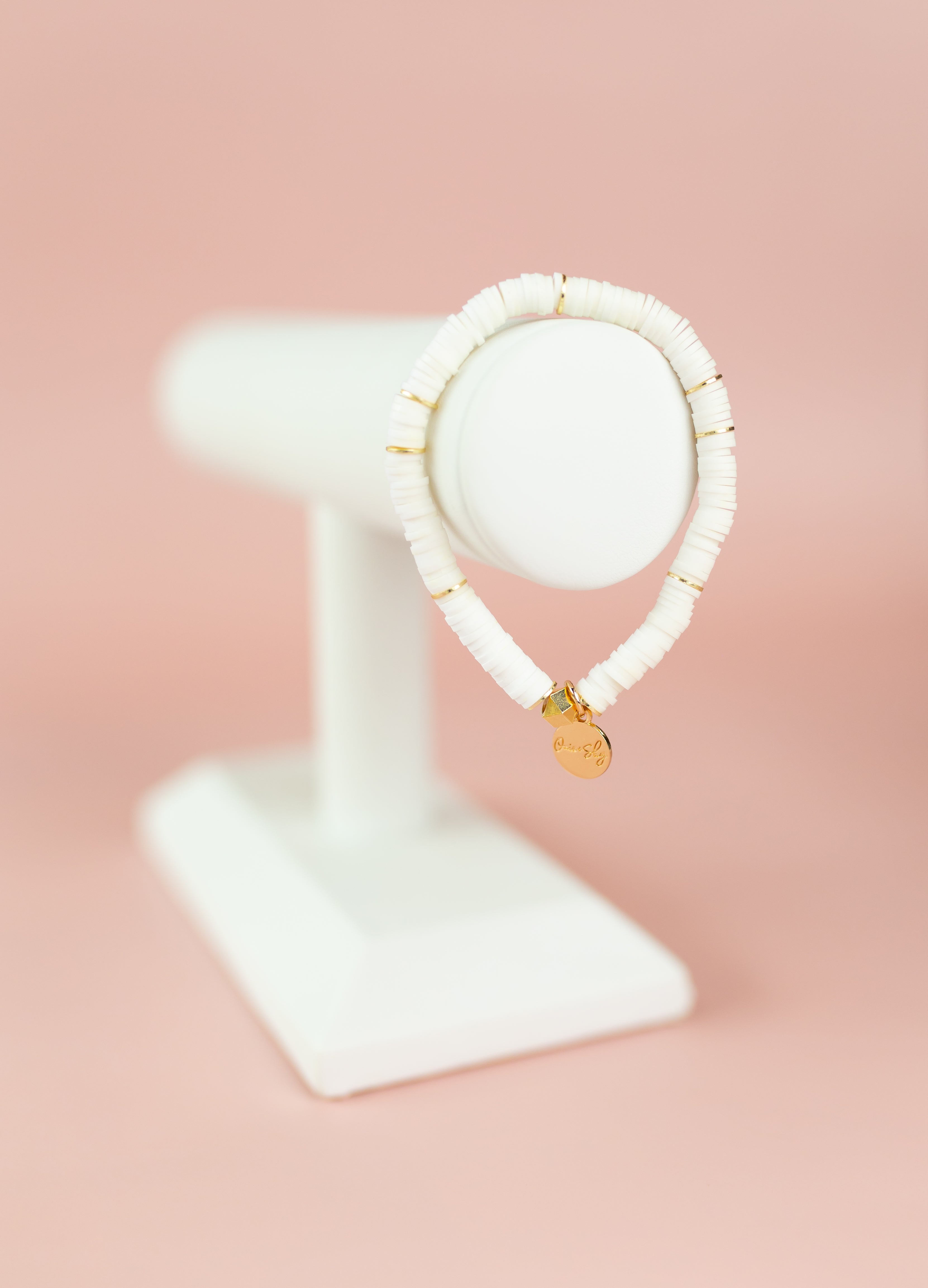 White Heishi Bracelet (Customizable)