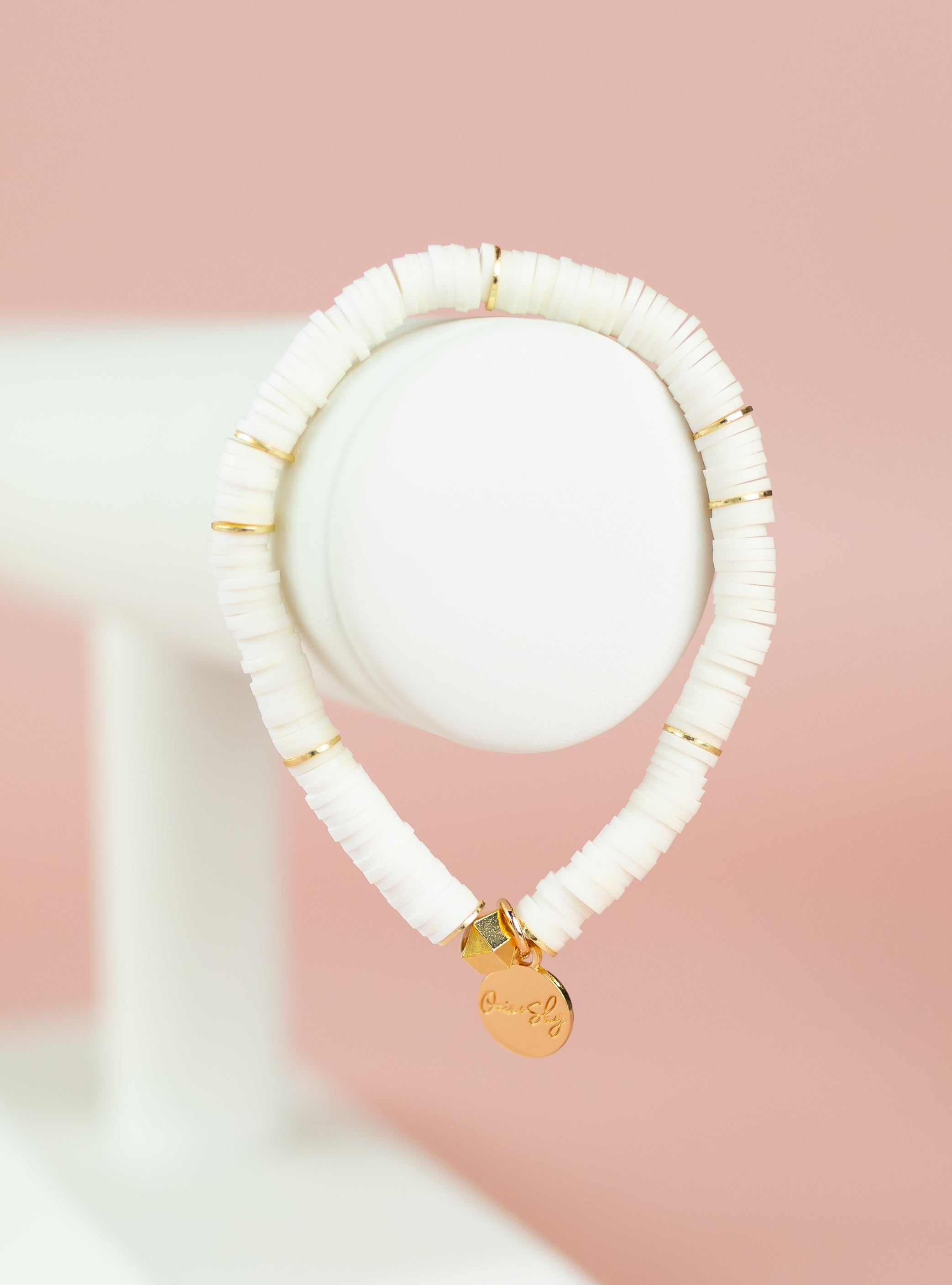 White Heishi Bracelet (Customizable)