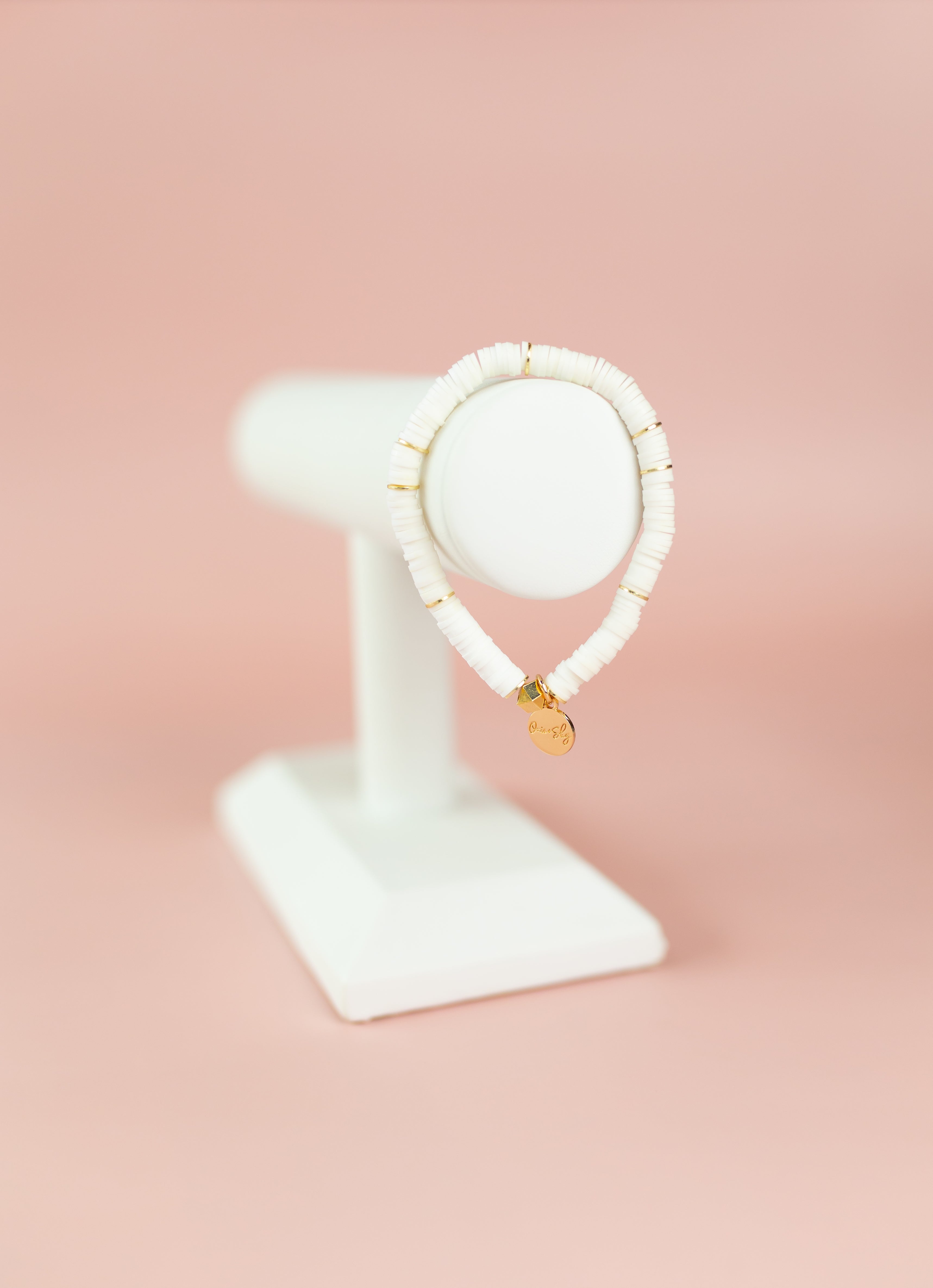 White Heishi Bracelet (Customizable)