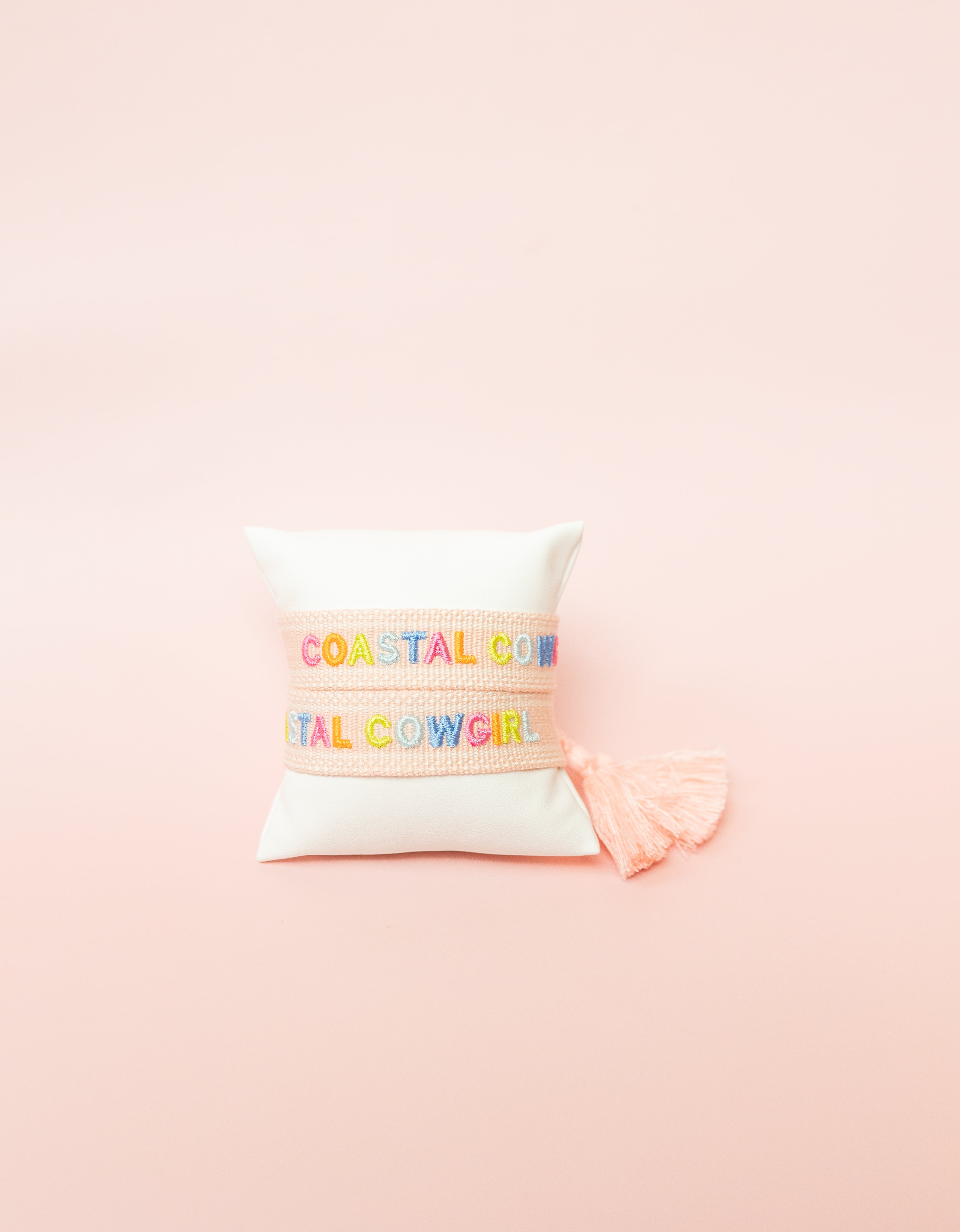 Coastal Cowgirl Embroidered Bracelet-Pink