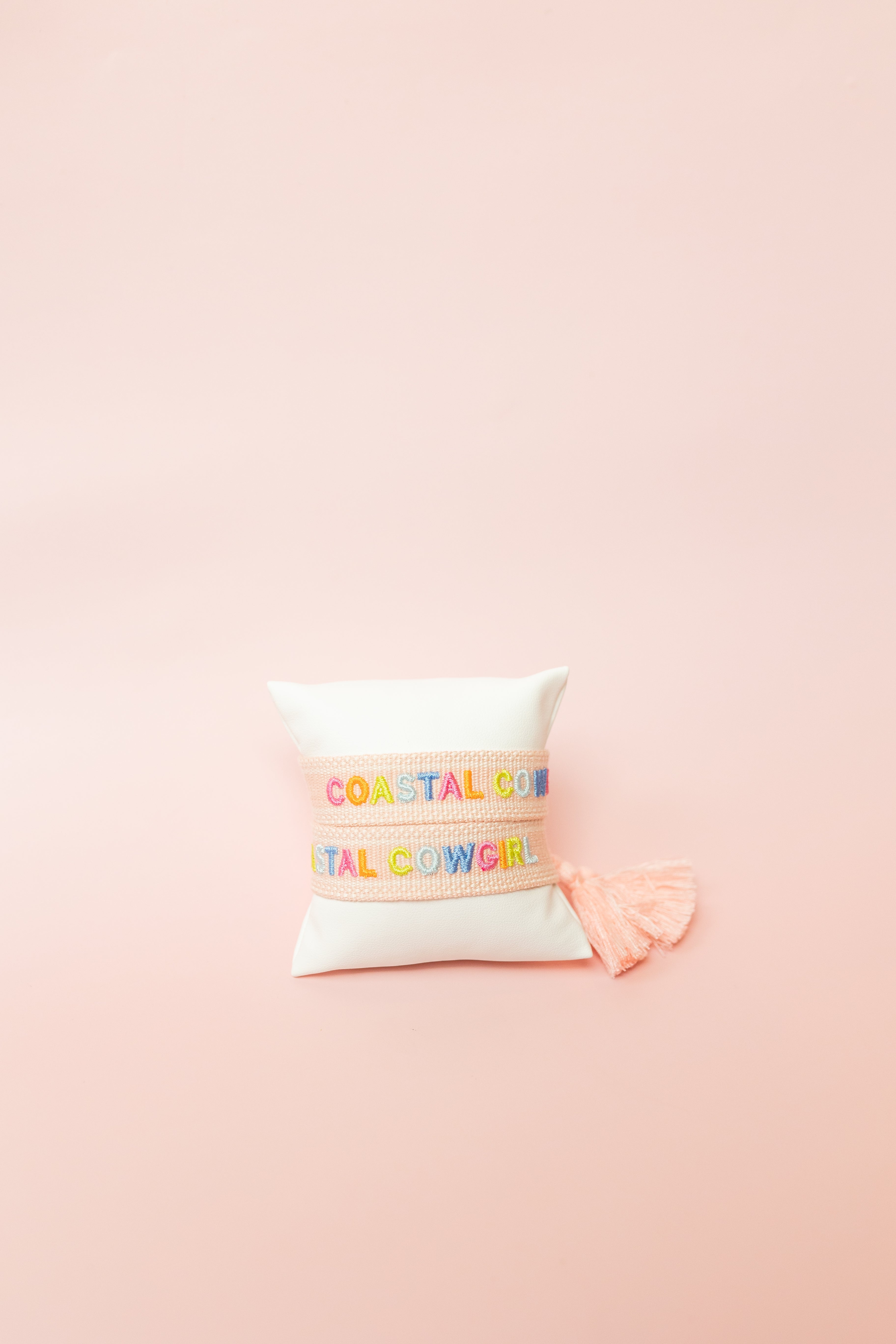 Coastal Cowgirl Embroidered Bracelet-Pink