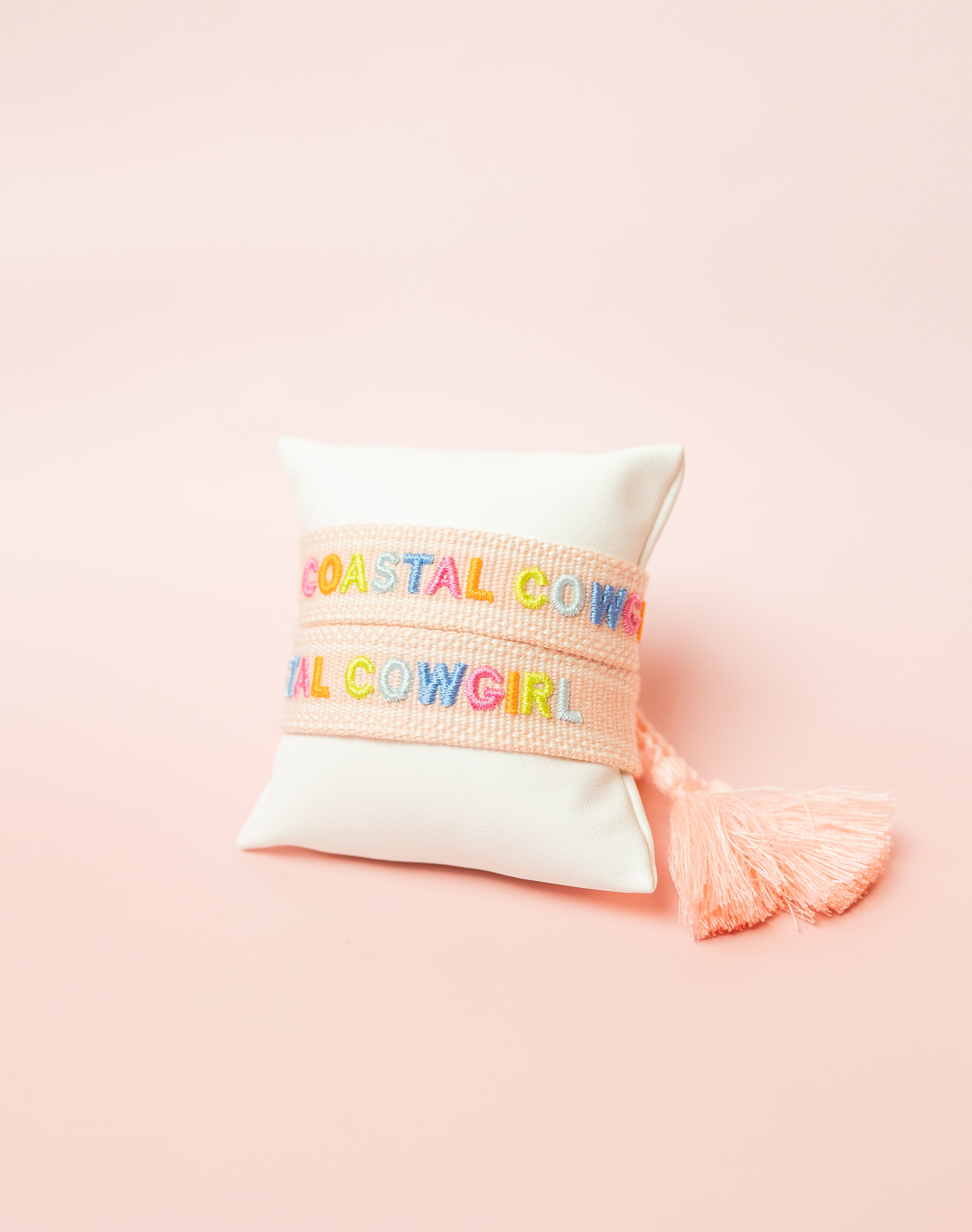 Coastal Cowgirl Embroidered Bracelet-Pink