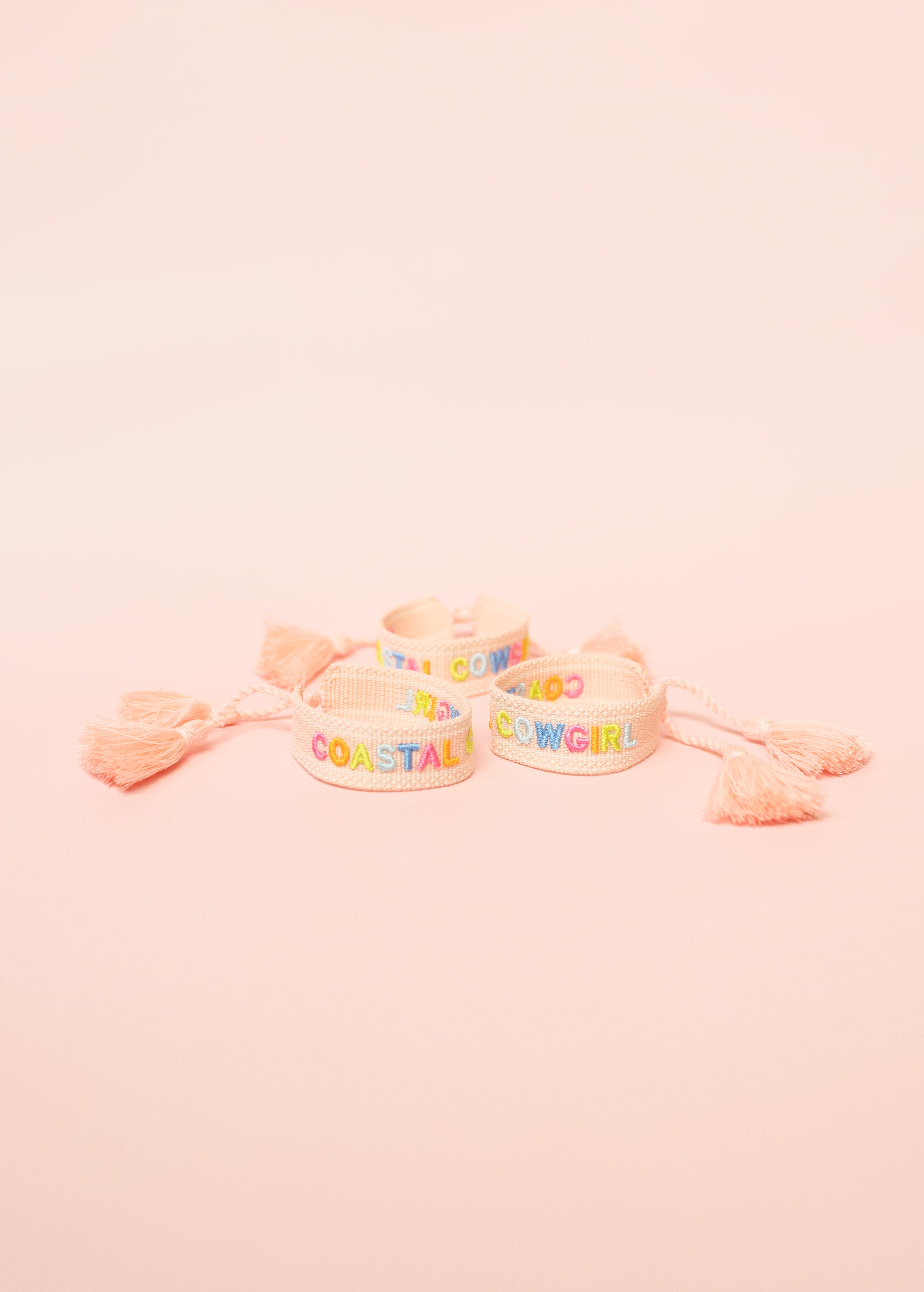 Coastal Cowgirl Embroidered Bracelet-Pink