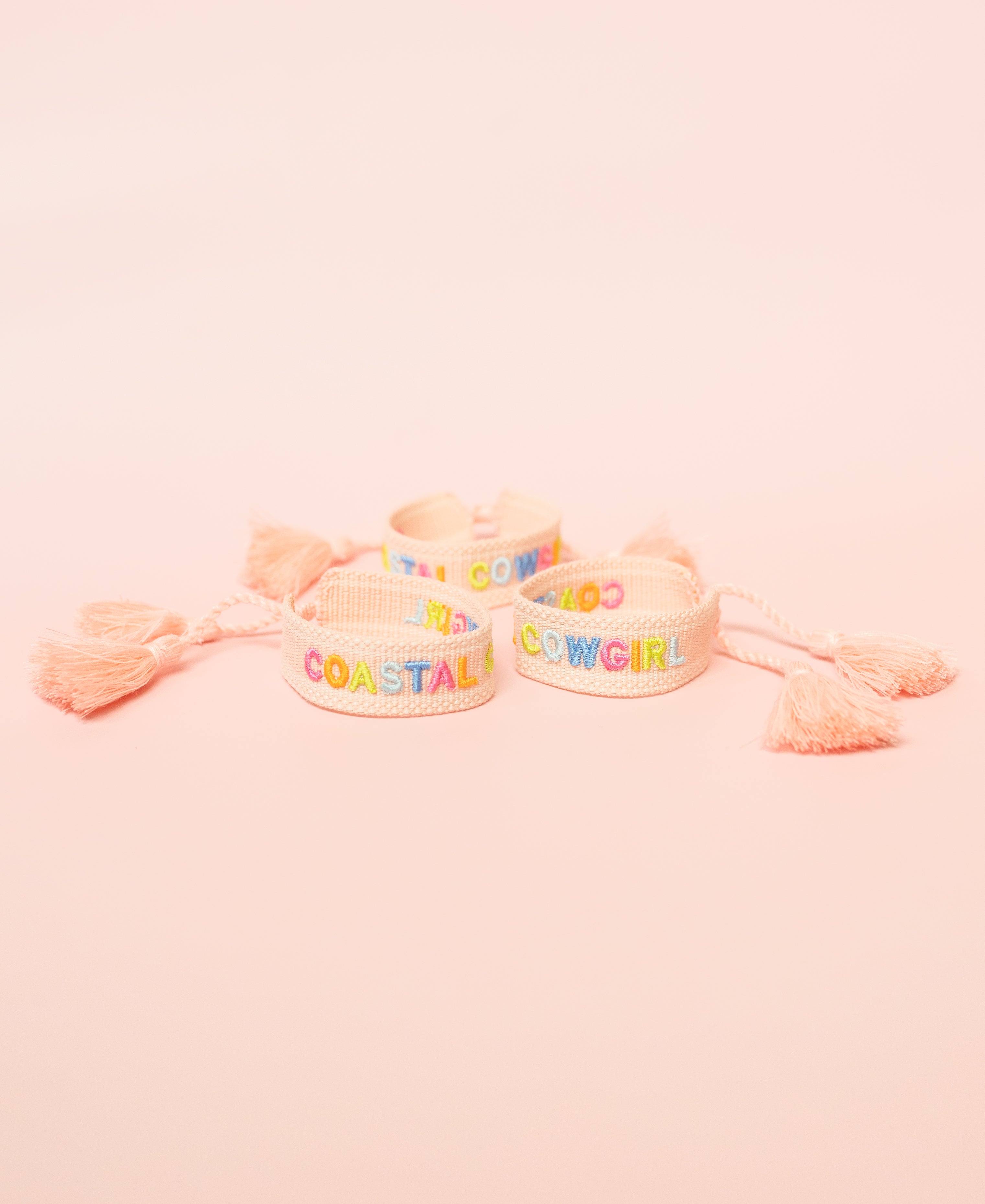 Coastal Cowgirl Embroidered Bracelet-Pink