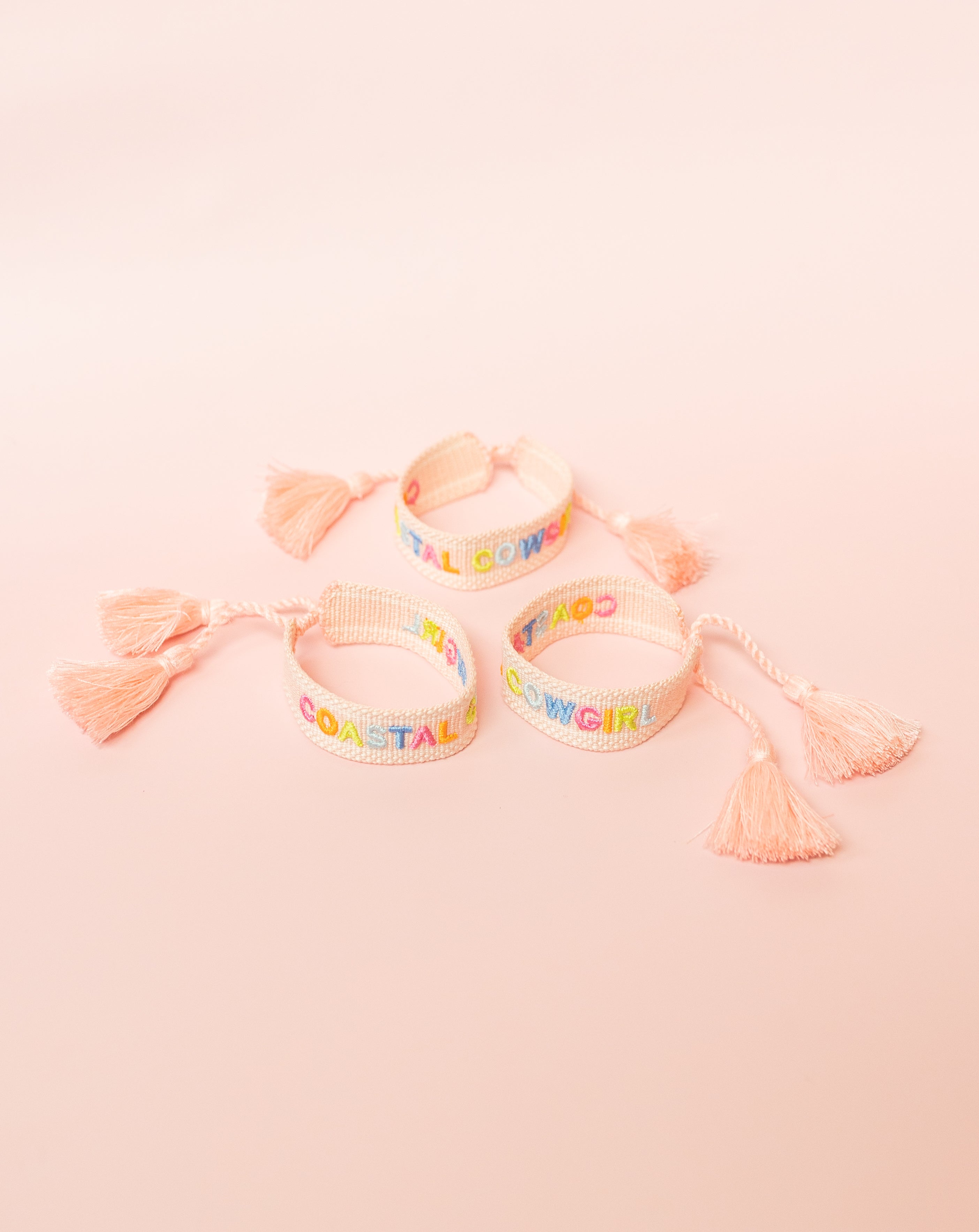 Coastal Cowgirl Embroidered Bracelet-Pink