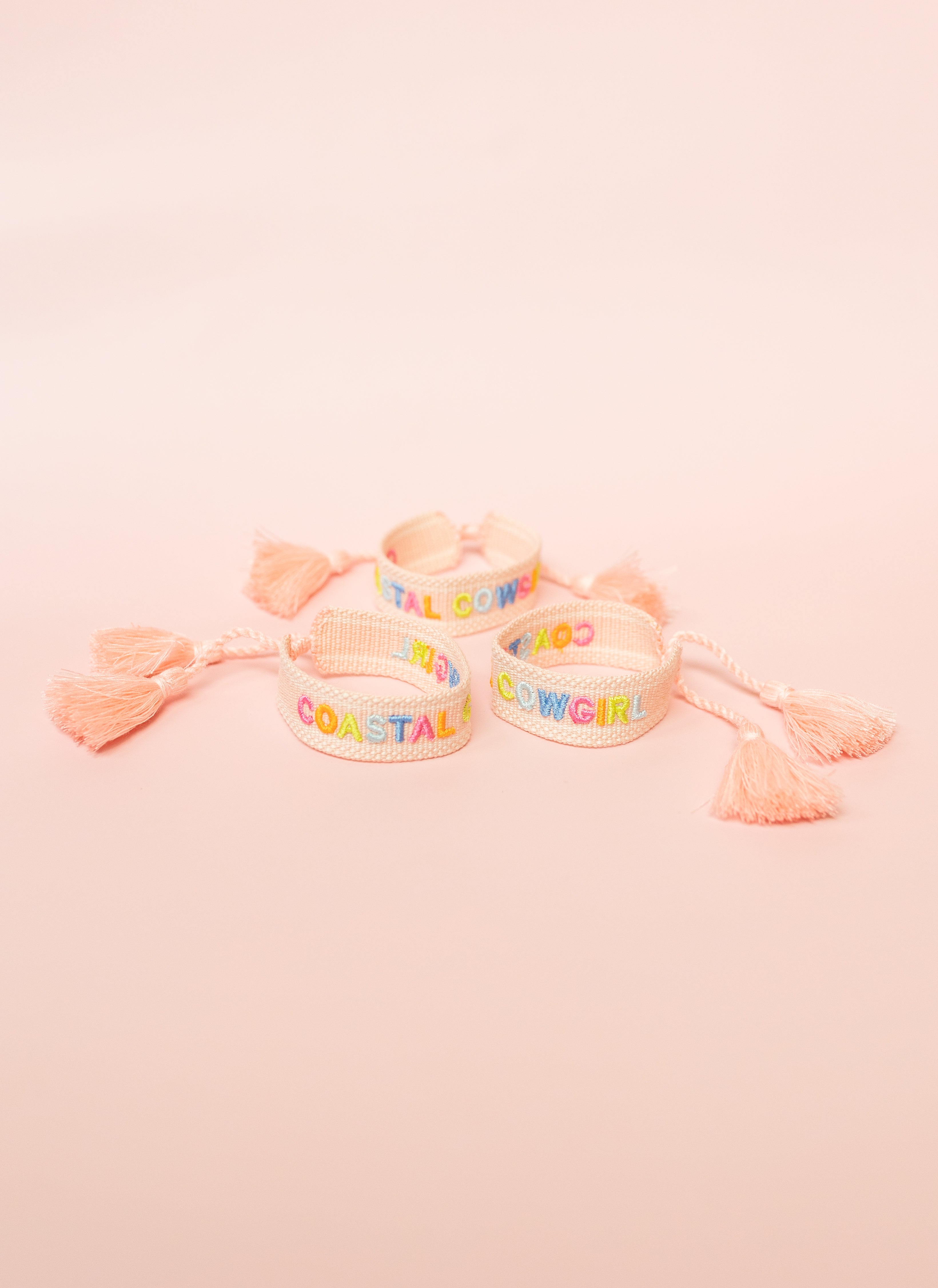 Coastal Cowgirl Embroidered Bracelet-Pink