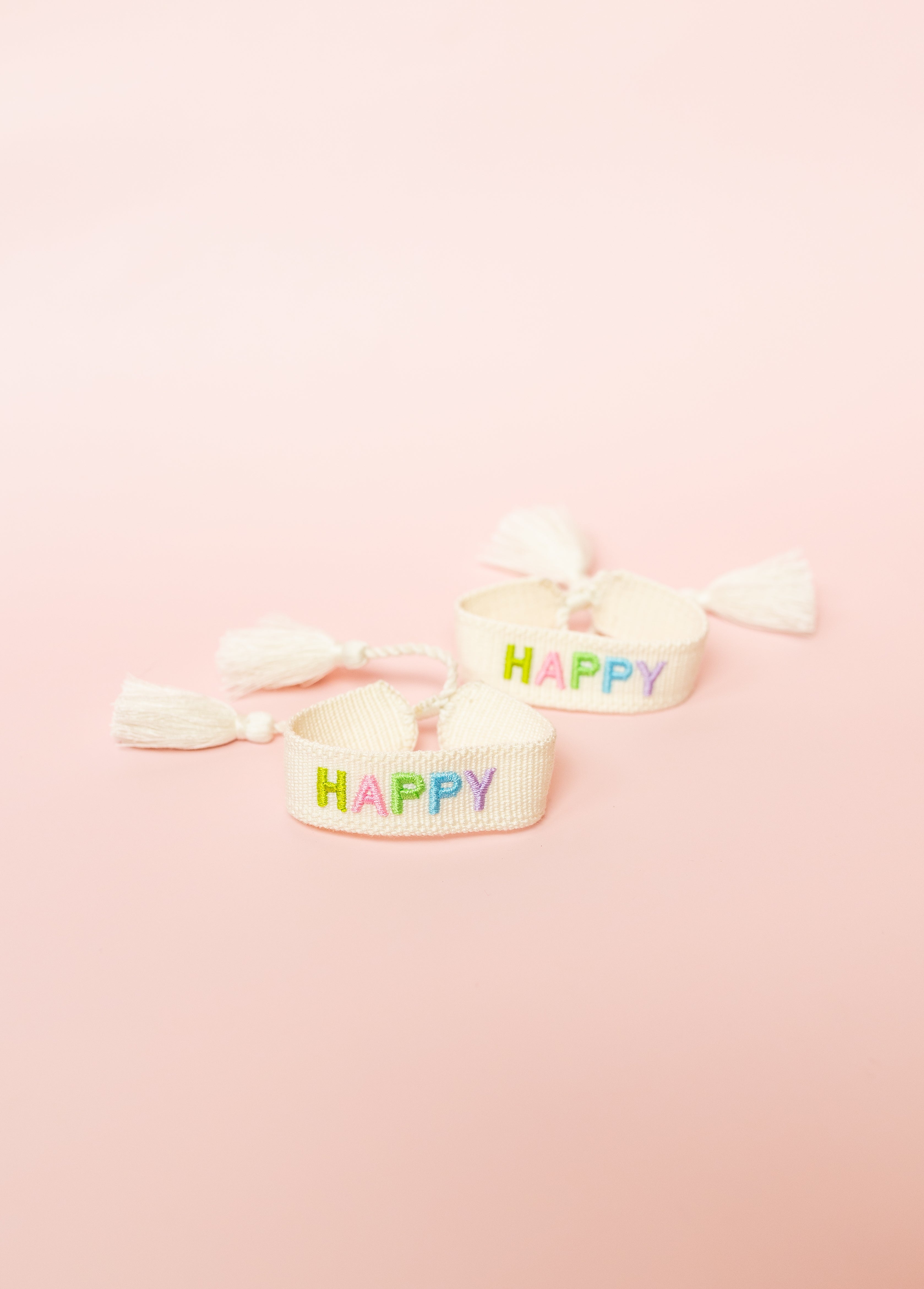 Happy Embroidered Bracelet