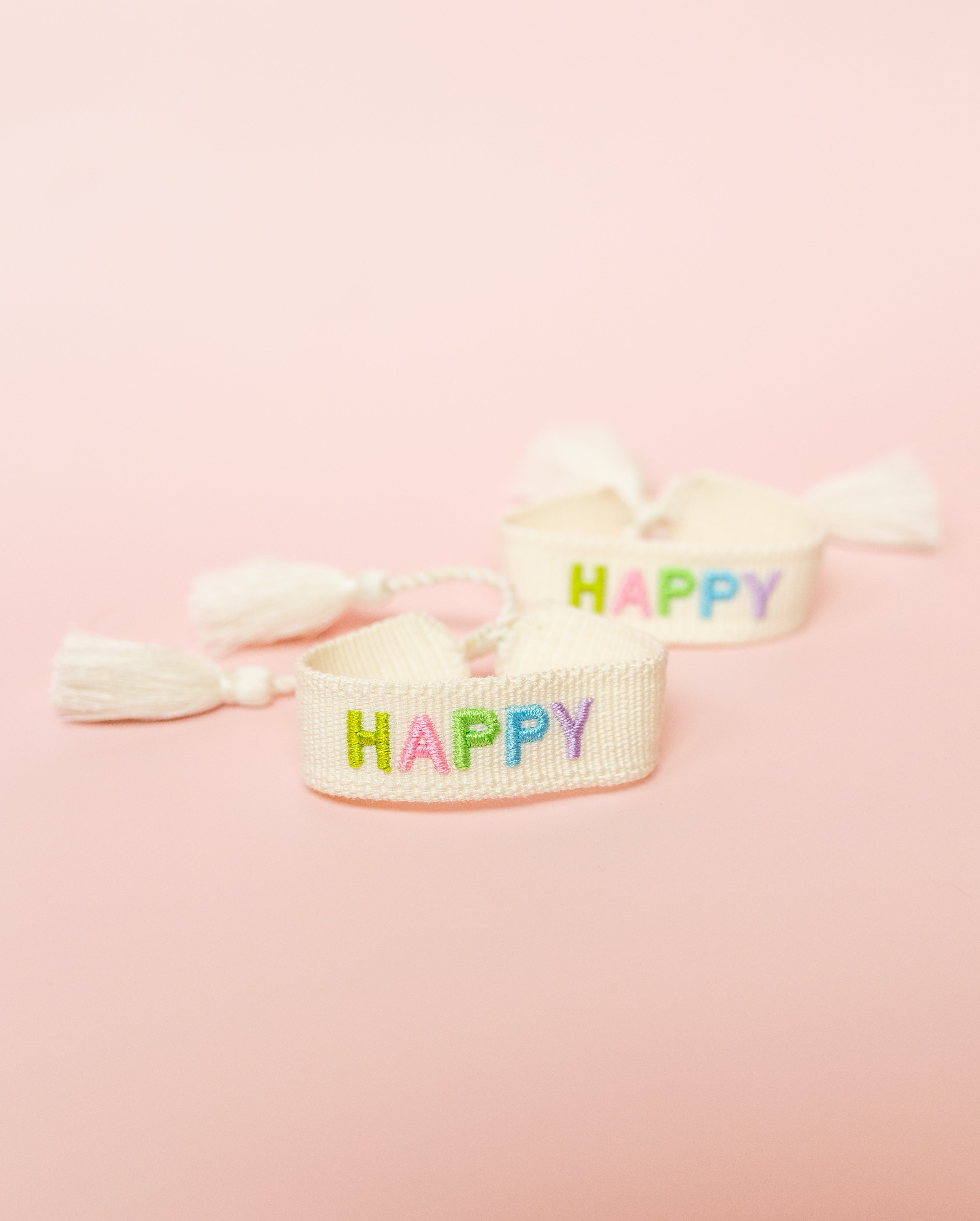 Happy Embroidered Bracelet