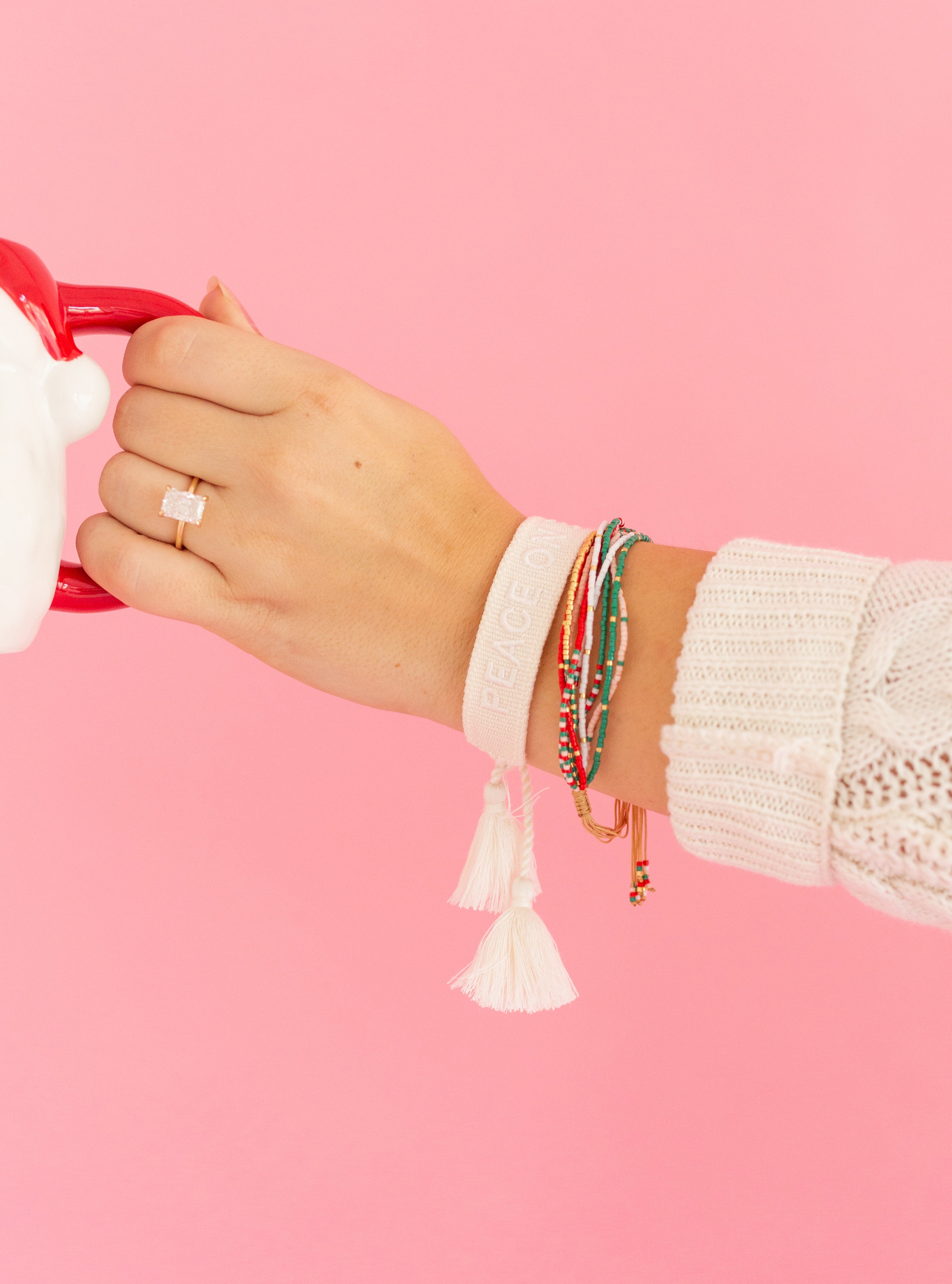 Peace on Earth Embroidered Bracelet