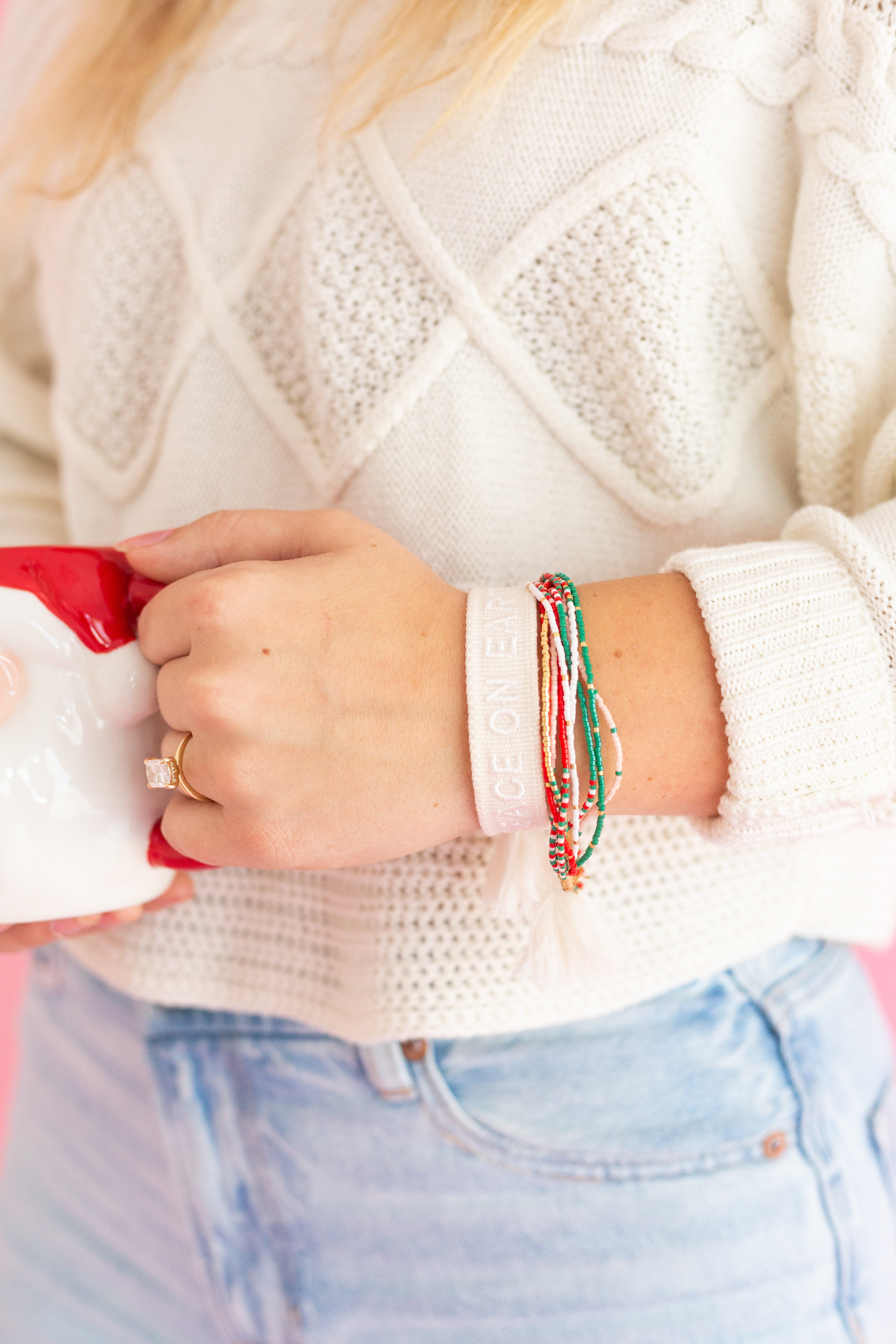 Peace on Earth Embroidered Bracelet