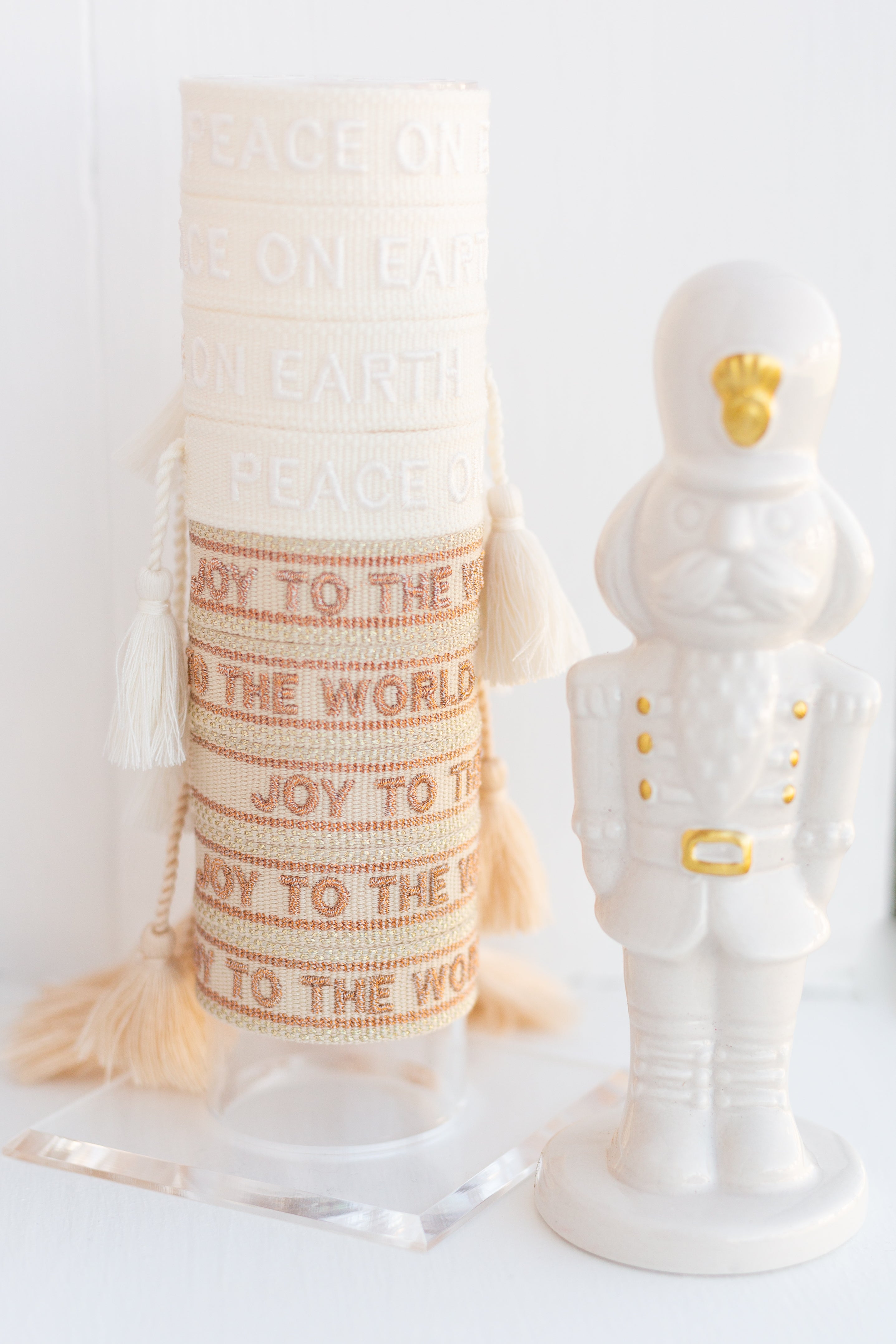 Joy to the World Embroidered Bracelet