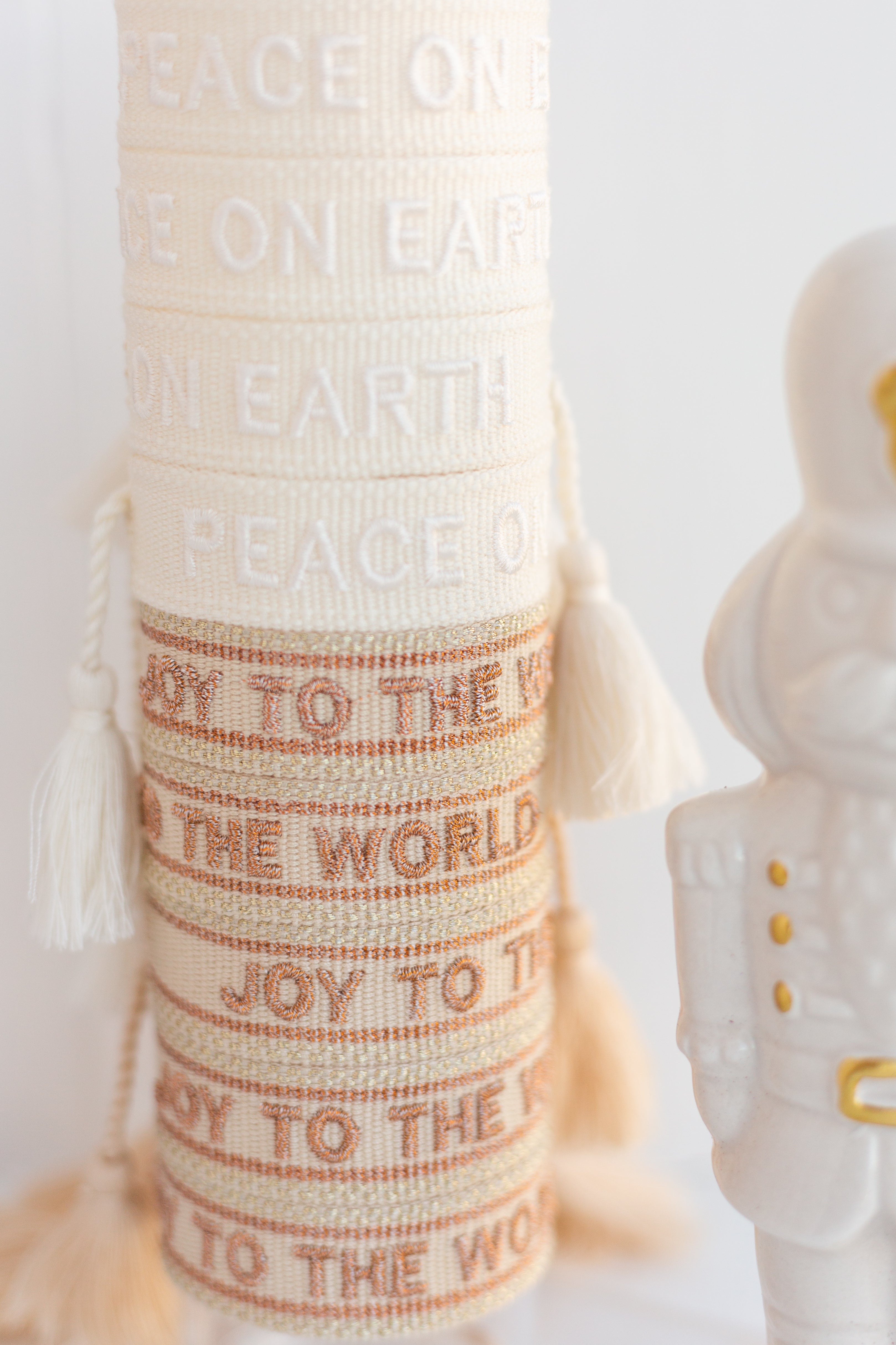 Joy to the World Embroidered Bracelet