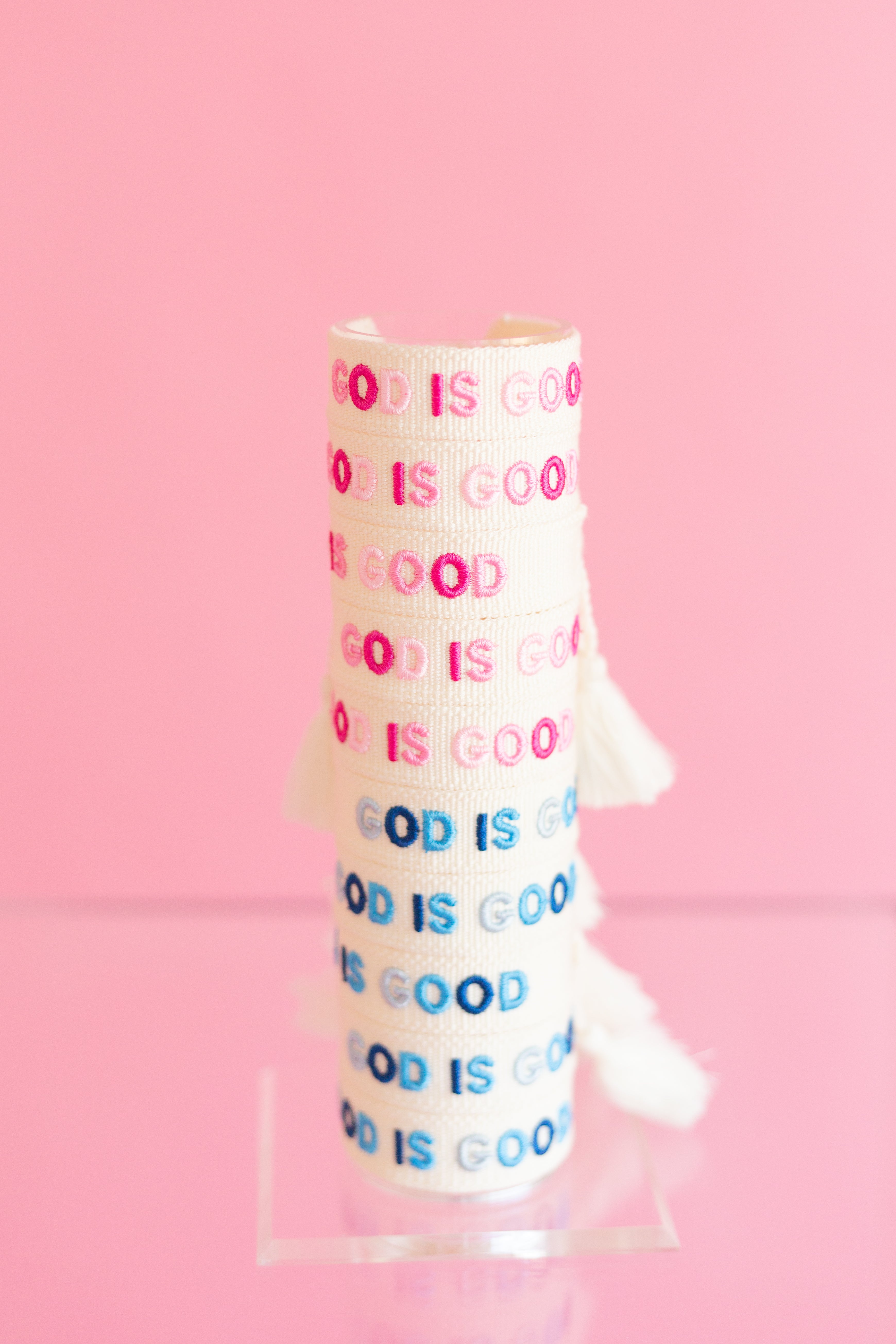Pink God is Good Embroidered Bracelet