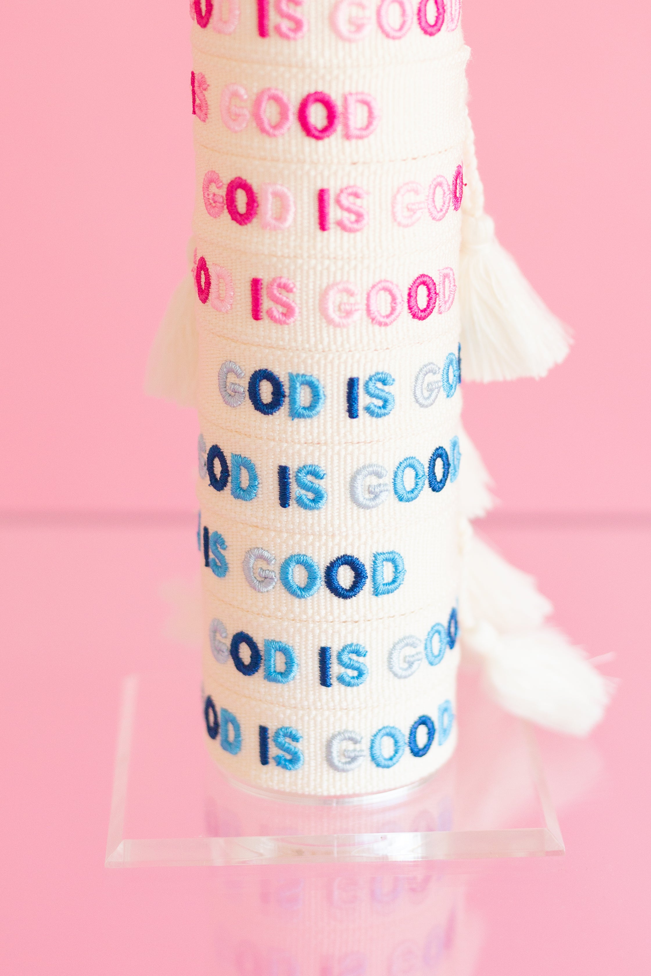 Blue God is Good Embroidered Bracelet